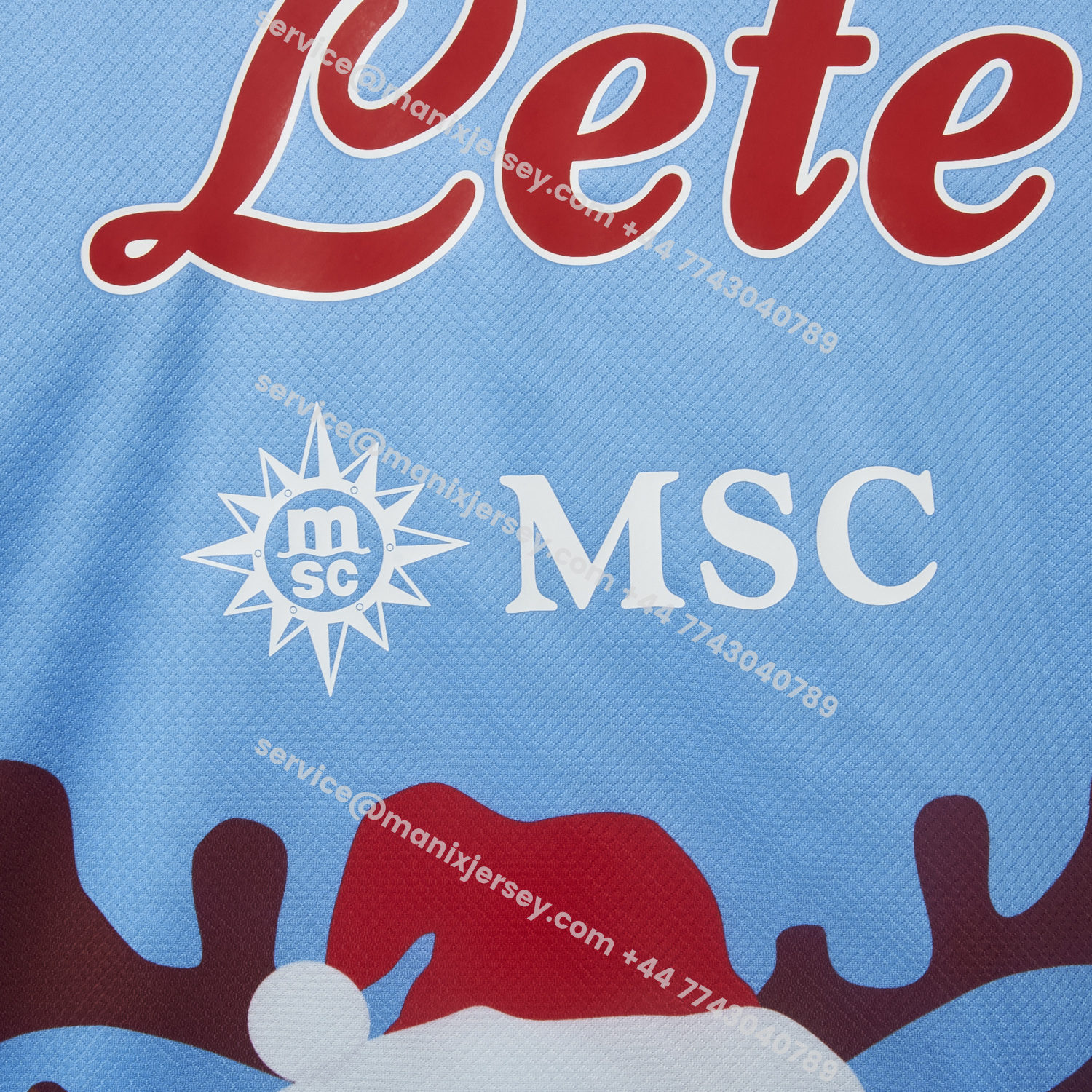 ManixJersey.com | Napoli 25-26 Blue Christmas Elk Special Edition Jersey - Fans Version -Customize Name, Number and Patch | Worldwide Shipping