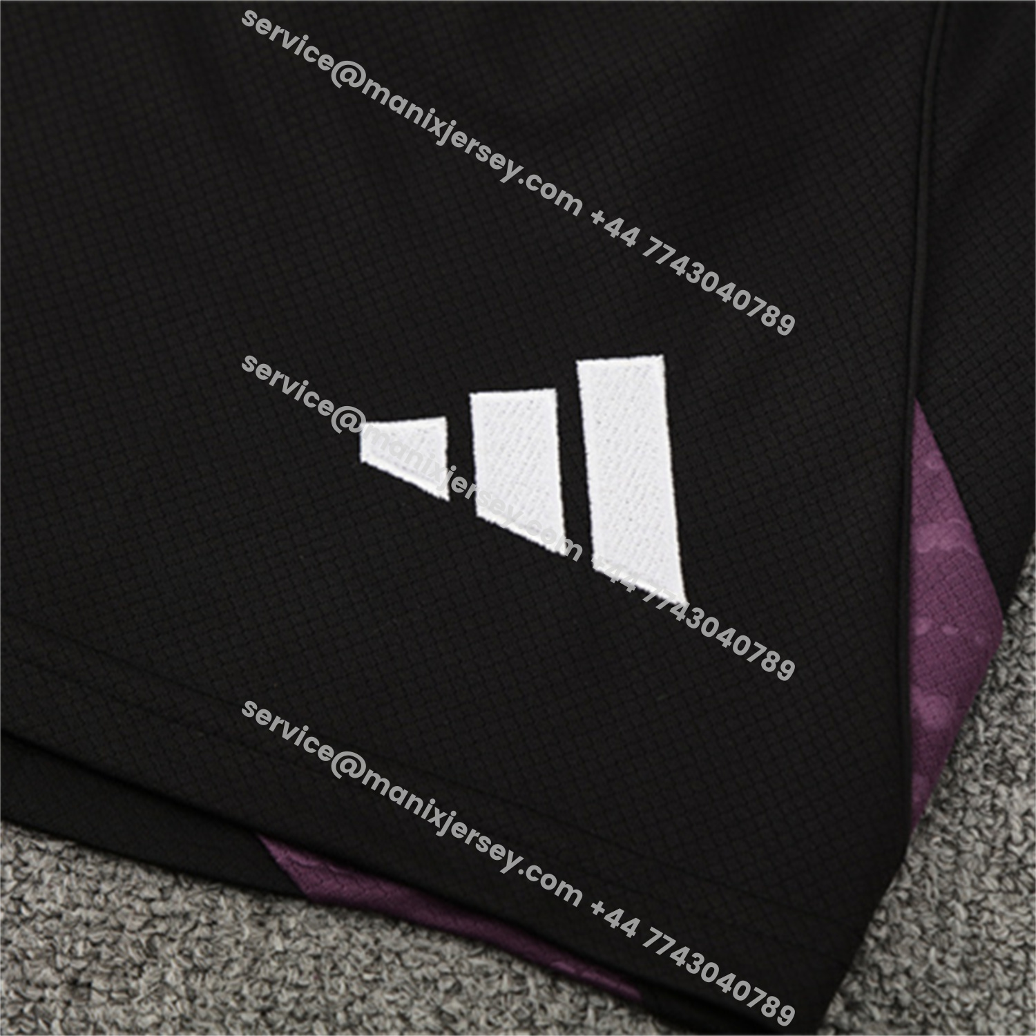 ManixJersey.com | Manchester United 25-26 Short-Sleeve Training Set - White Purple Top & Black Shorts -Customize Name, Number and Patch | Worldwide Shipping