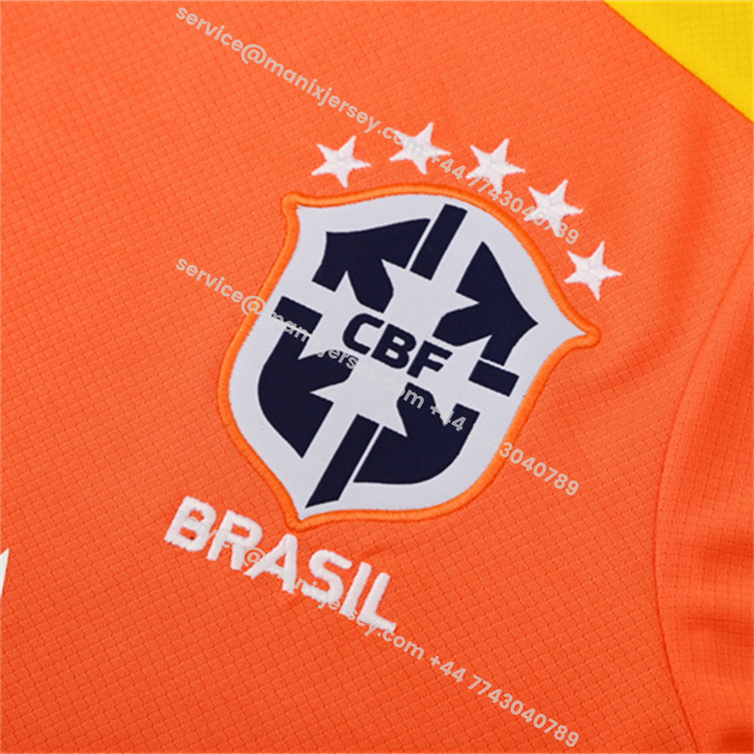 ManixJersey.com | Brazil 25-26 Short-Sleeve Training Set - Orange Top & Black Shorts -Customize Name, Number and Patch | Worldwide Shipping
