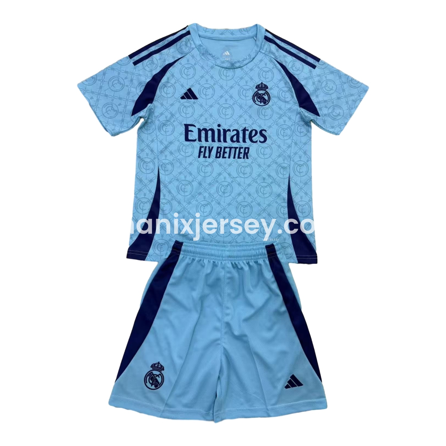ManixJersey.com | Real Madrid 25-26 Blue Concept Men's Adult Jersey Set - Fans Version -Customize Name, Number and Patch | Worldwide Shipping