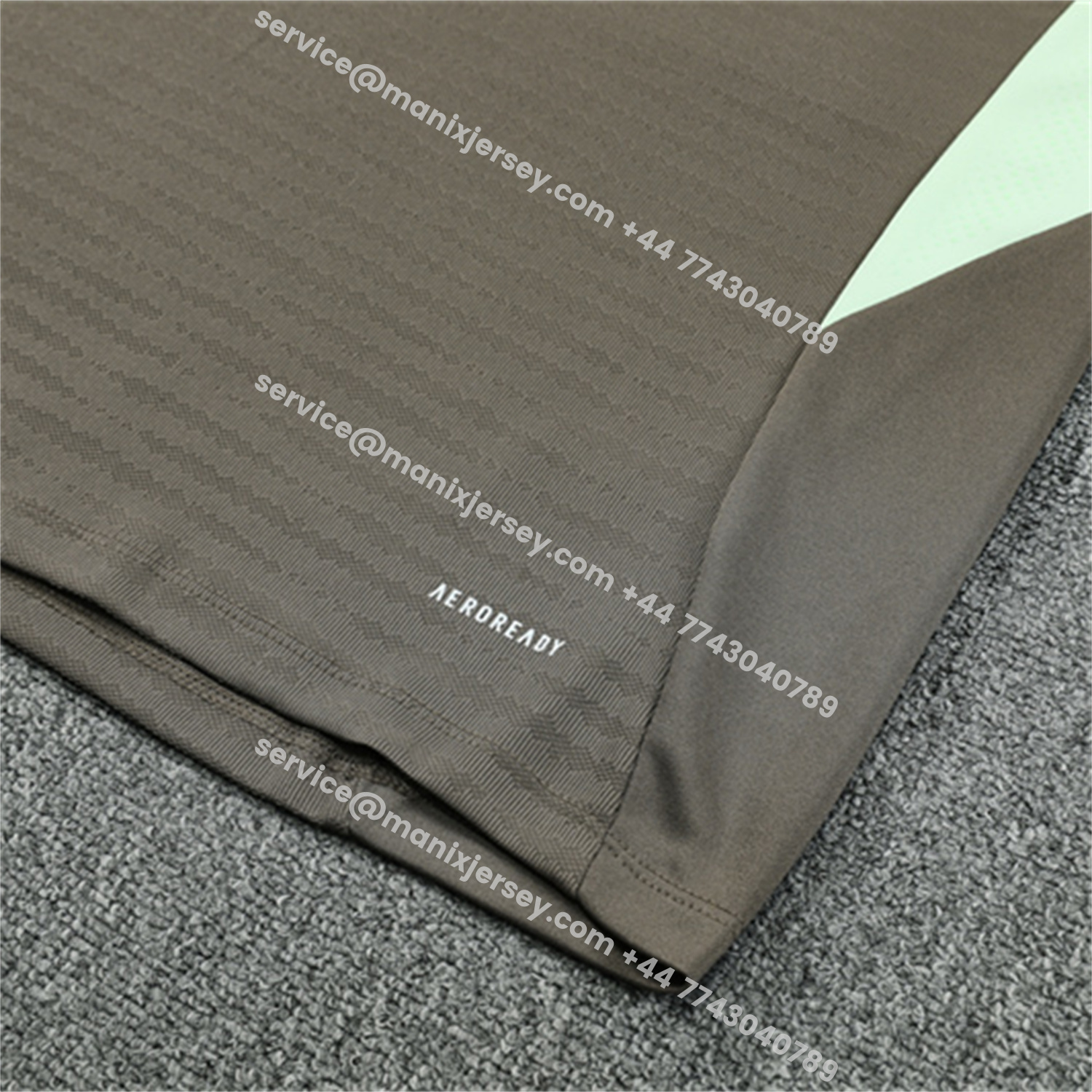 ManixJersey.com | Real Madrid 25-26 Kids Long Sleeve Training Set - Player Version - Khaki Top and Khaki Pants -Customize Name, Number and Patch | Worldwide Shipping