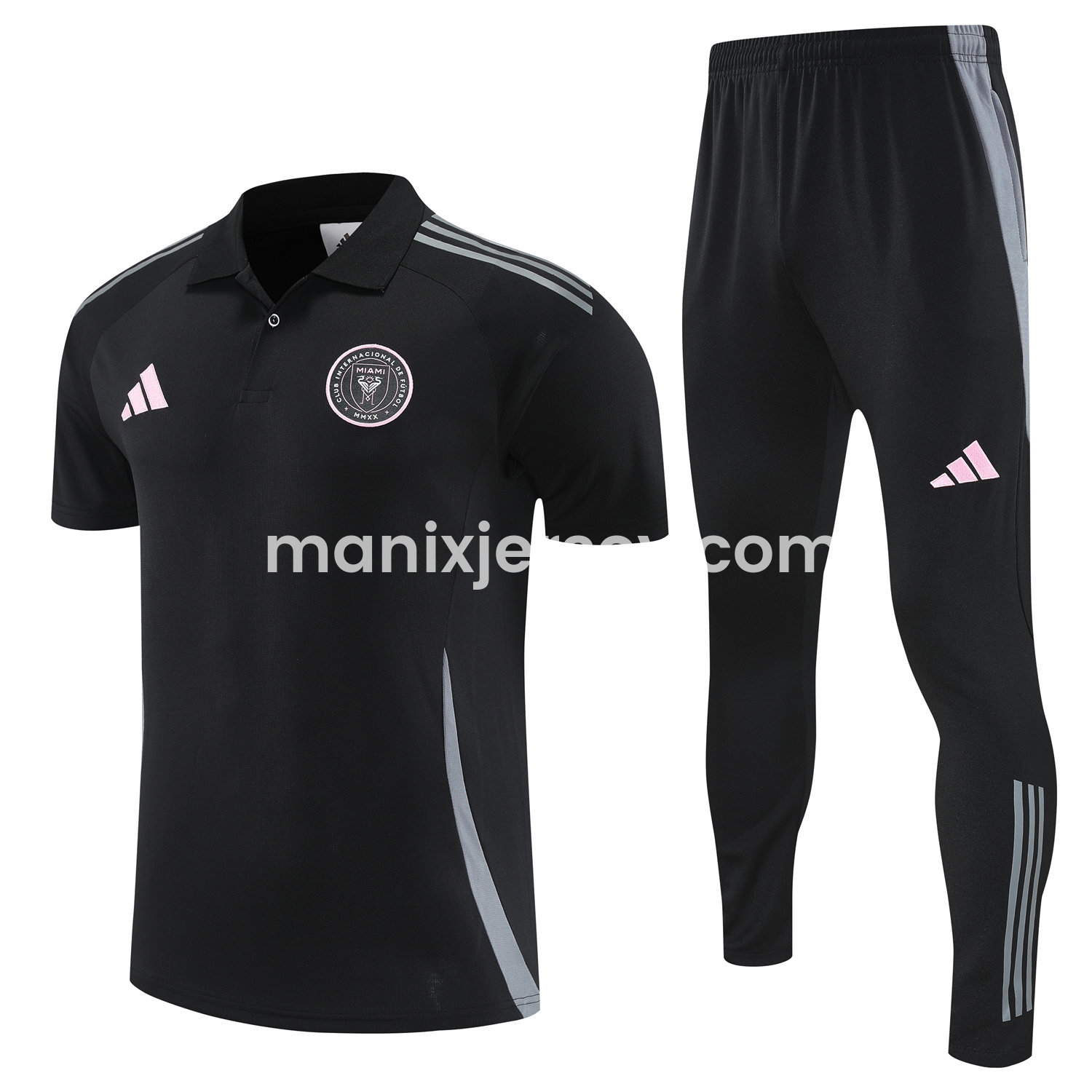 ManixJersey.com | INT M.A.M 25-26 POLO Short-Sleeve Training Set - Black Top and Pants -Customize Name, Number and Patch | Worldwide Shipping