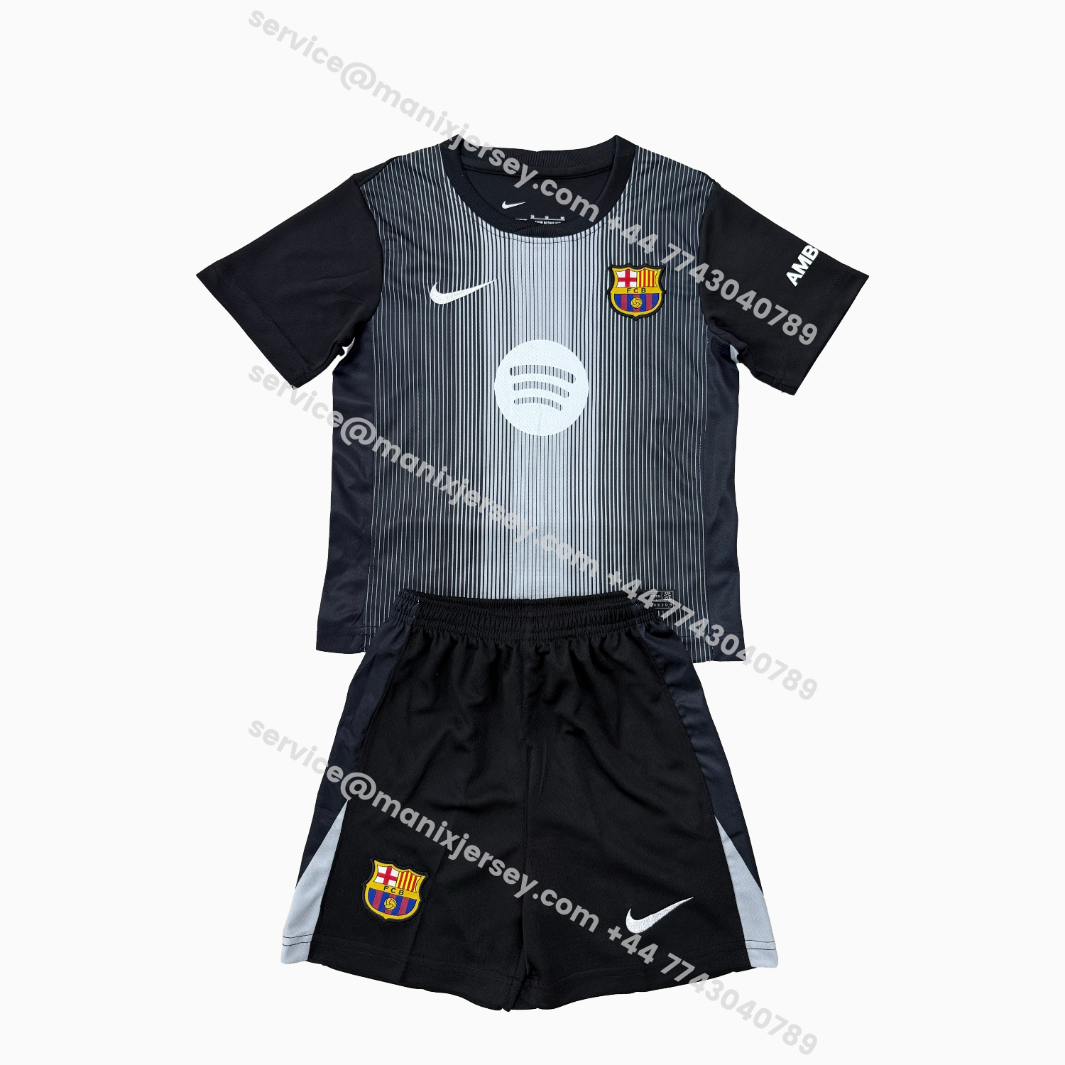 ManixJersey.com | Barcelona 25-26 Black Goalkeeper Kids Kit -Customize Name, Number and Patch | Worldwide Shipping