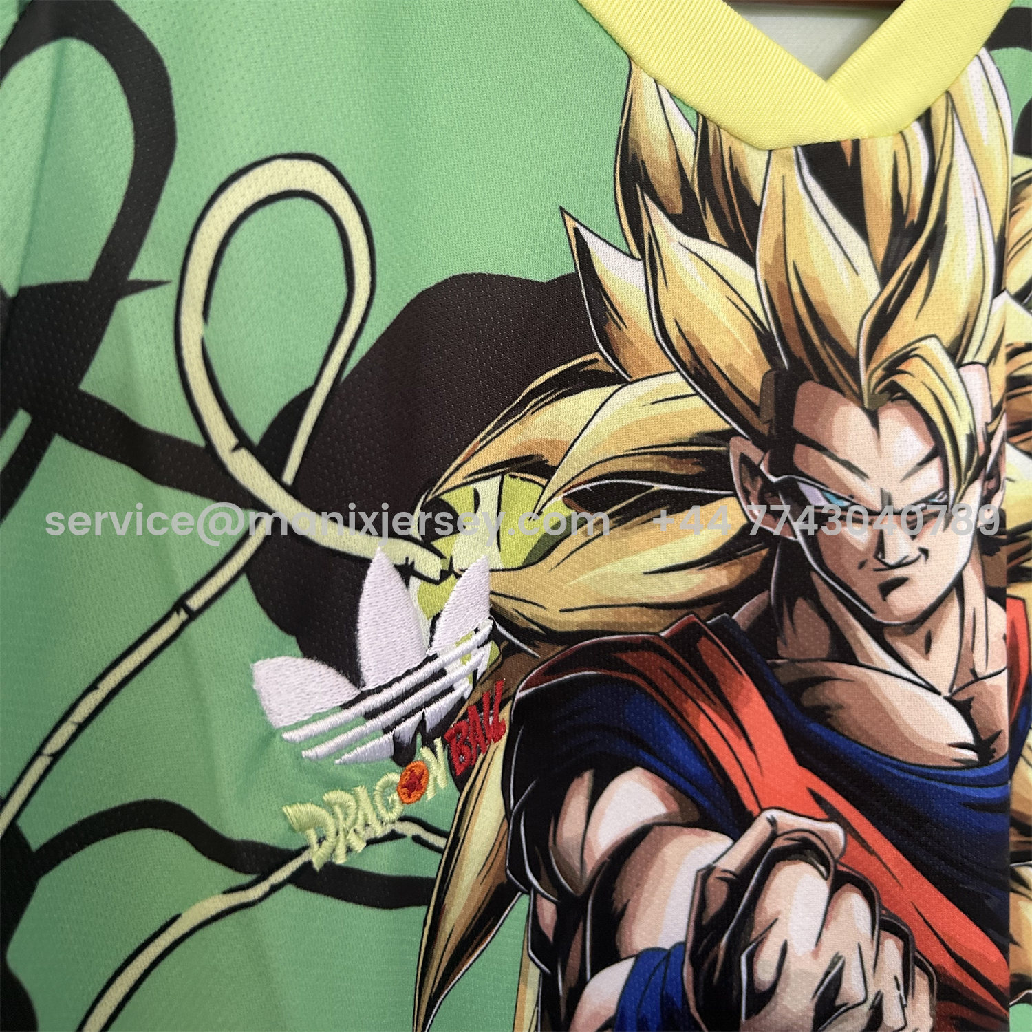 ManixJersey.com | Japan 25-26 Dragon Ball Golden Hair Goku Green Special Jersey - Fans Version -Customize Name, Number and Patch | Worldwide Shipping