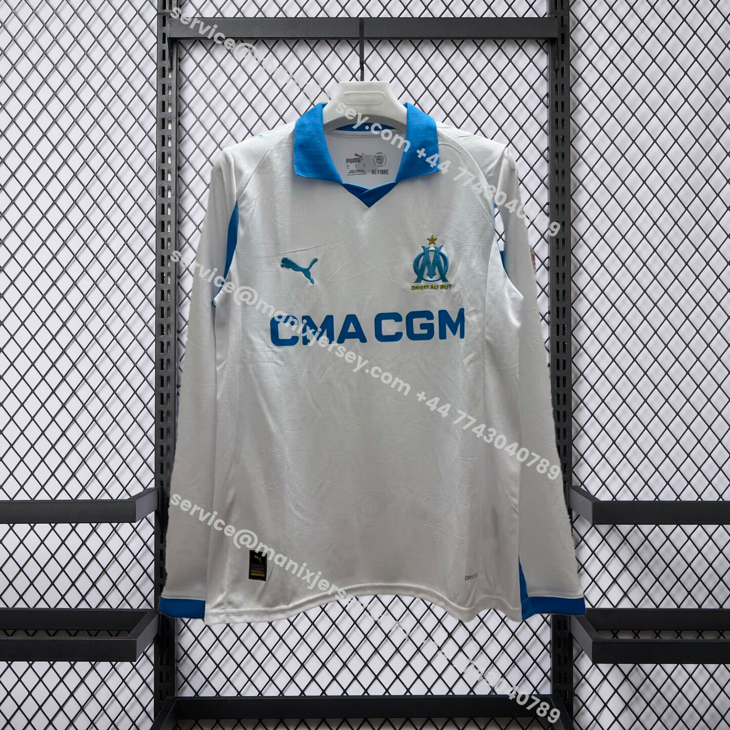 ManixJersey.com | Marseille 25-26 Home Long Sleeves Jersey - Fans Version -Customize Name, Number and Patch | Worldwide Shipping