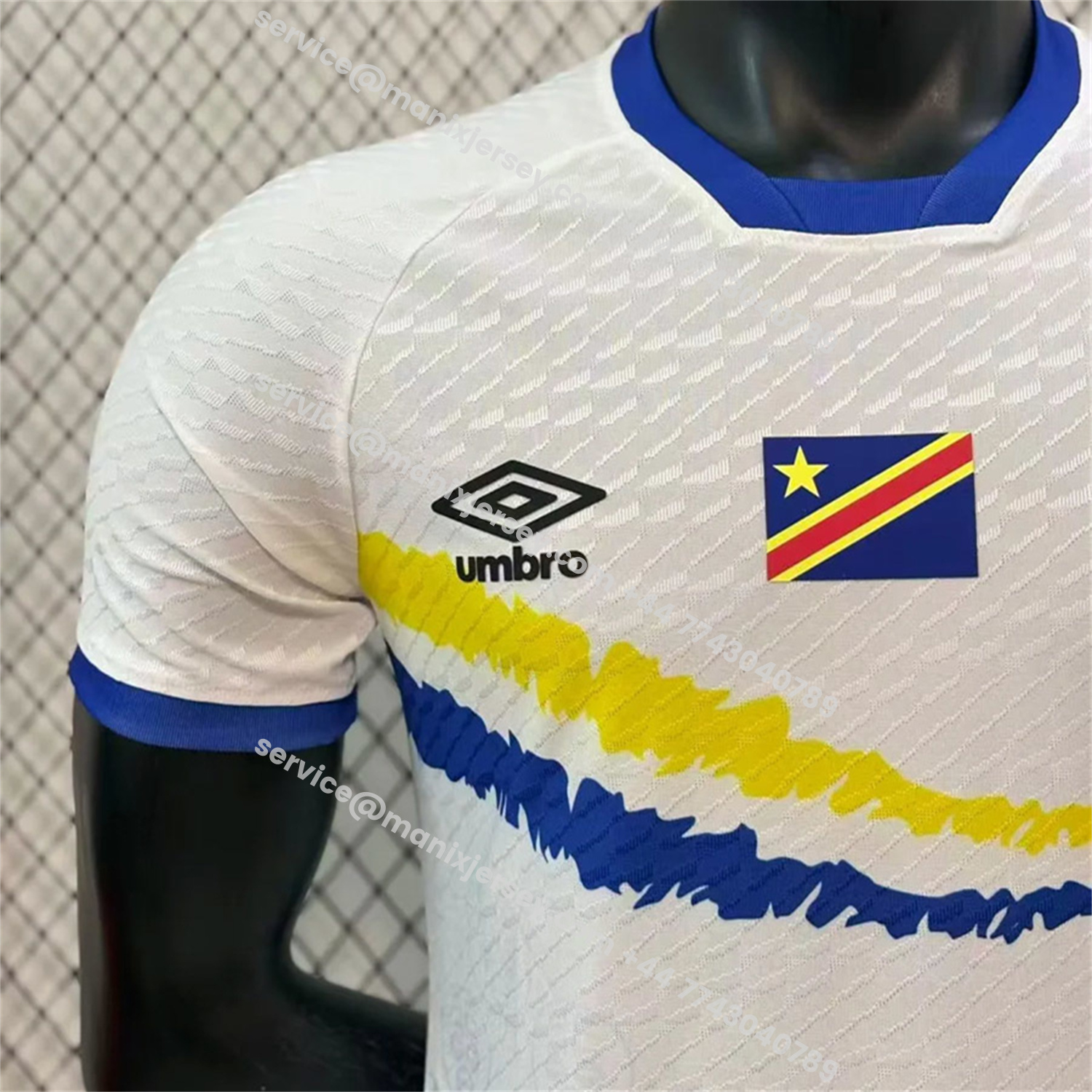 ManixJersey.com | Retro Congo 2023 Away White Jersey - Player Version -Customize Name, Number and Patch | Worldwide Shipping