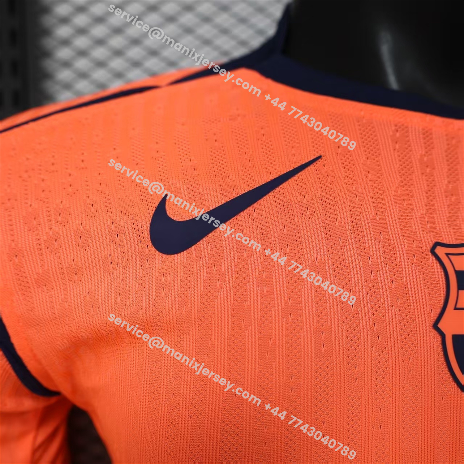 ManixJersey.com | Barcelona 25-26 Third Orange Long Sleeves Jersey - Player Version -Customize Name, Number and Patch | Worldwide Shipping