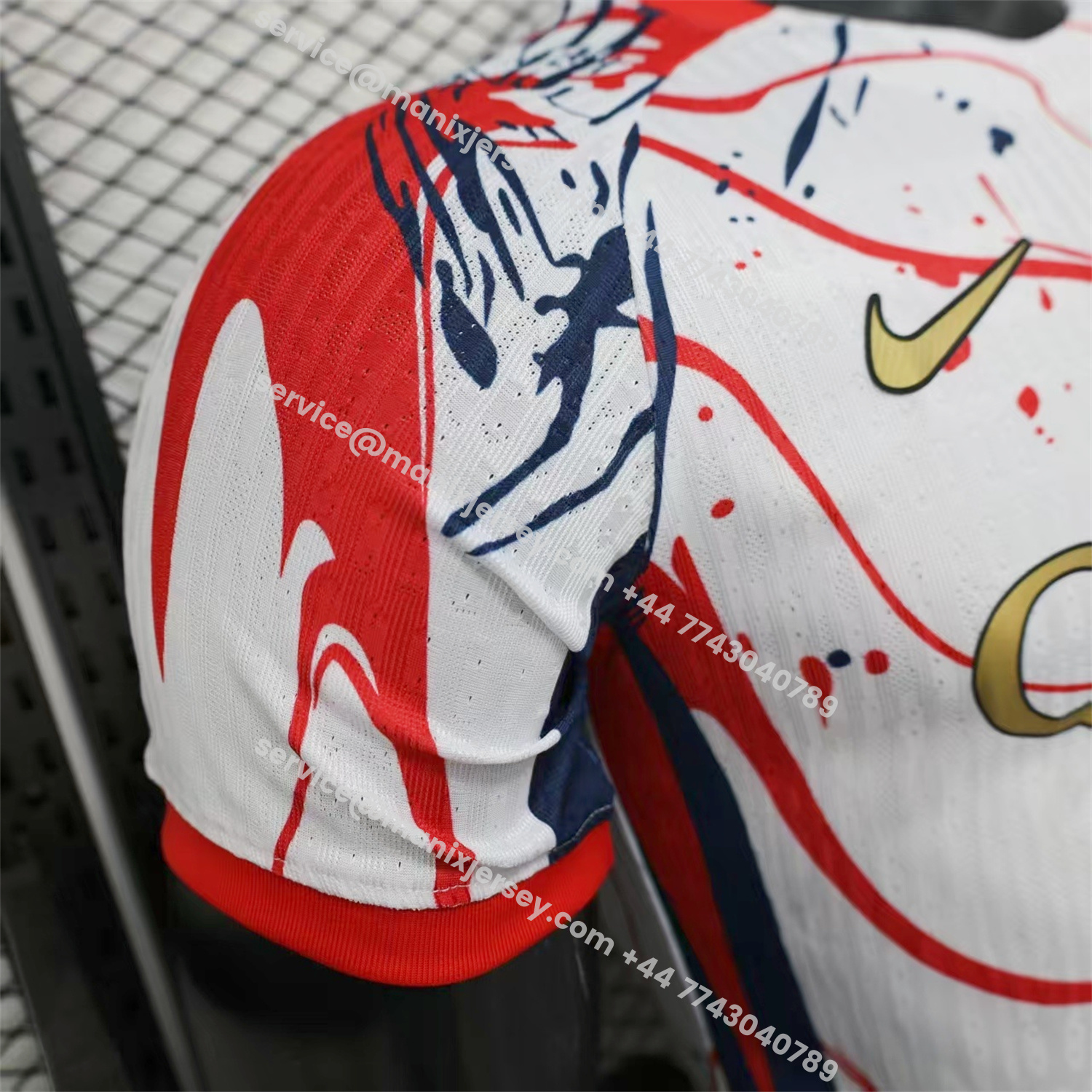 ManixJersey.com | Paris Saint-Germain PSG 25-26 Red And Blue Lines White Special Jersey - Player Version -Customize Name, Number and Patch | Worldwide Shipping