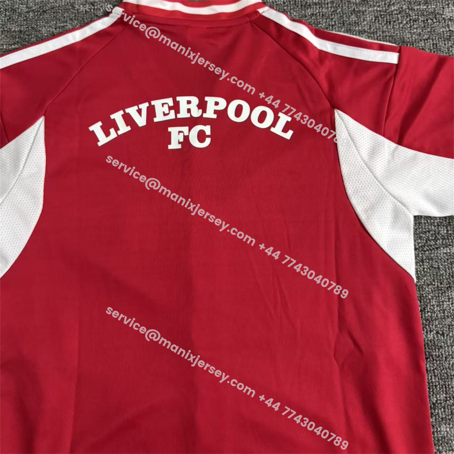 ManixJersey.com | Liver.pool 25-26 Red With White Lines Baseball Kids Kit -Customize Name, Number and Patch | Worldwide Shipping