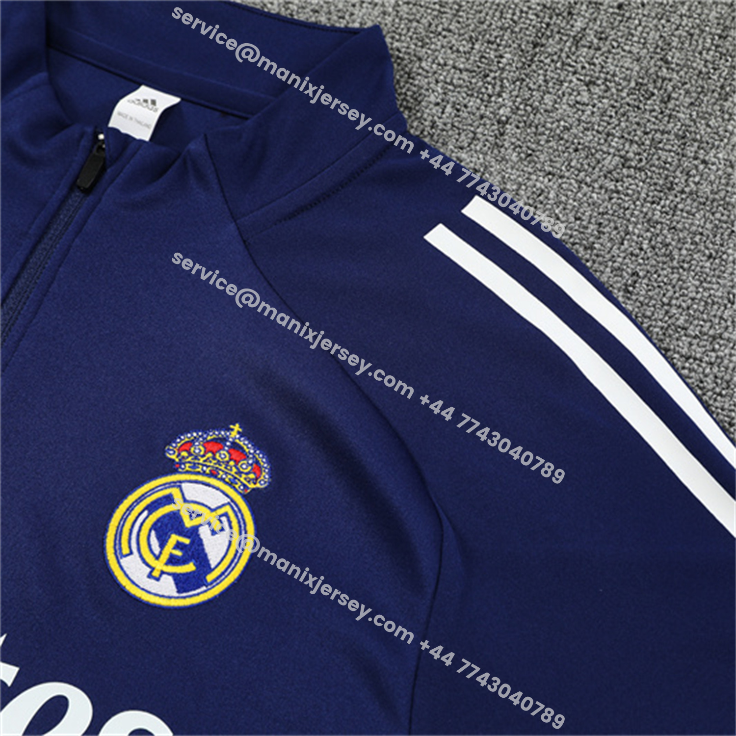 ManixJersey.com | Real Madrid 25-26 Kids Long Sleeve Training Set - Deep Blue Top & Pants -Customize Name, Number and Patch | Worldwide Shipping