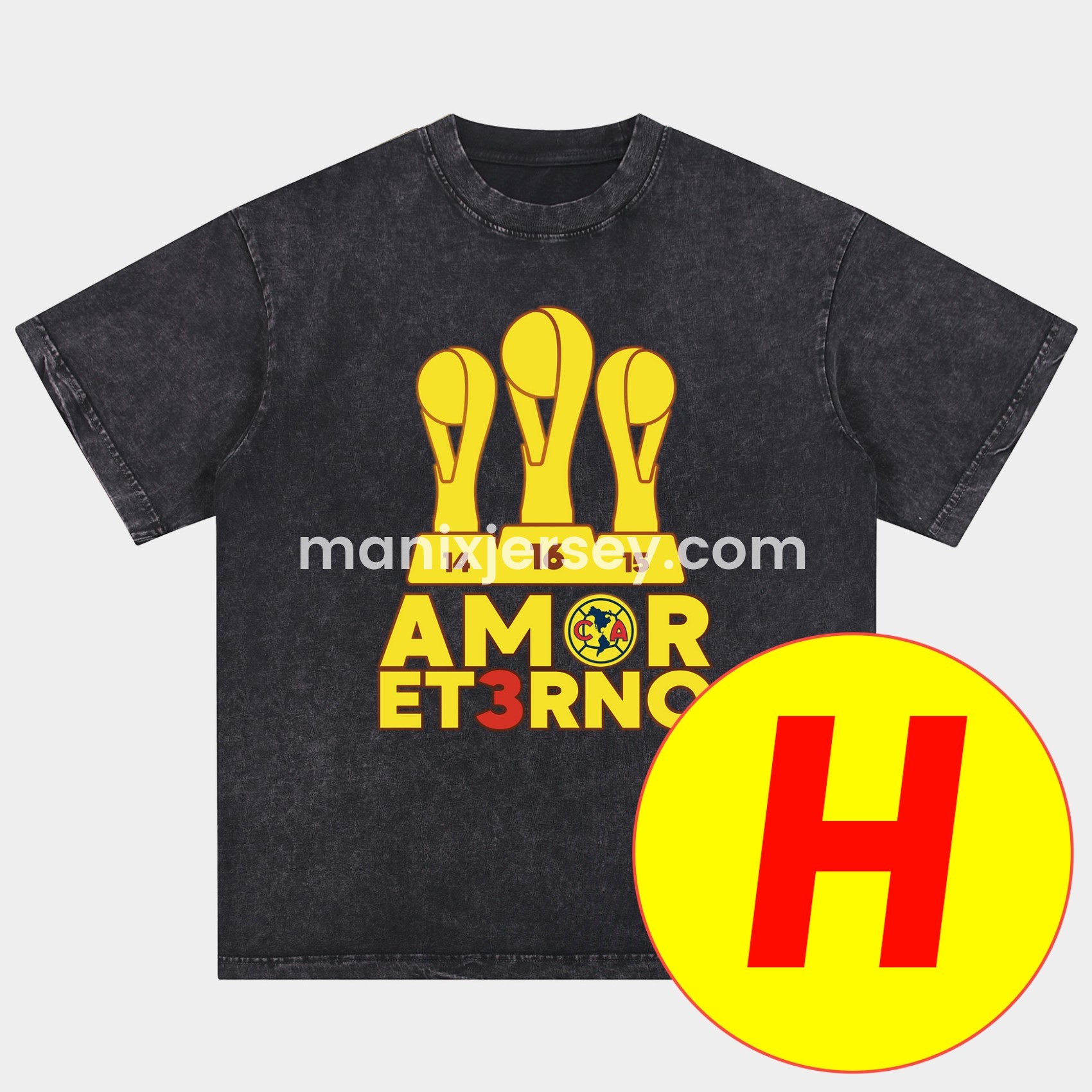 ManixJersey.com | Club América Triple Championship Oversized Washed T-Shirt -Customize Name, Number and Patch | Worldwide Shipping