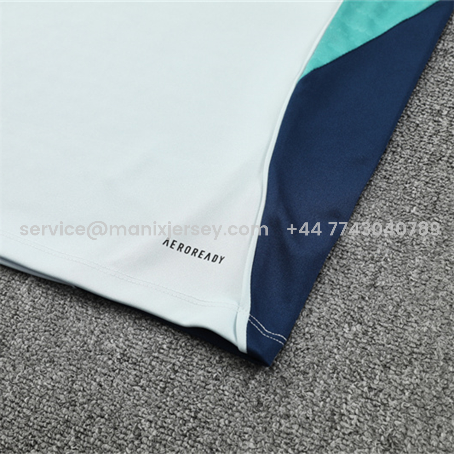 ManixJersey.com | Arsenal 25-26 Long Sleeves Training Set - Light Grey Top & Blue Pants -Customize Name, Number and Patch | Worldwide Shipping