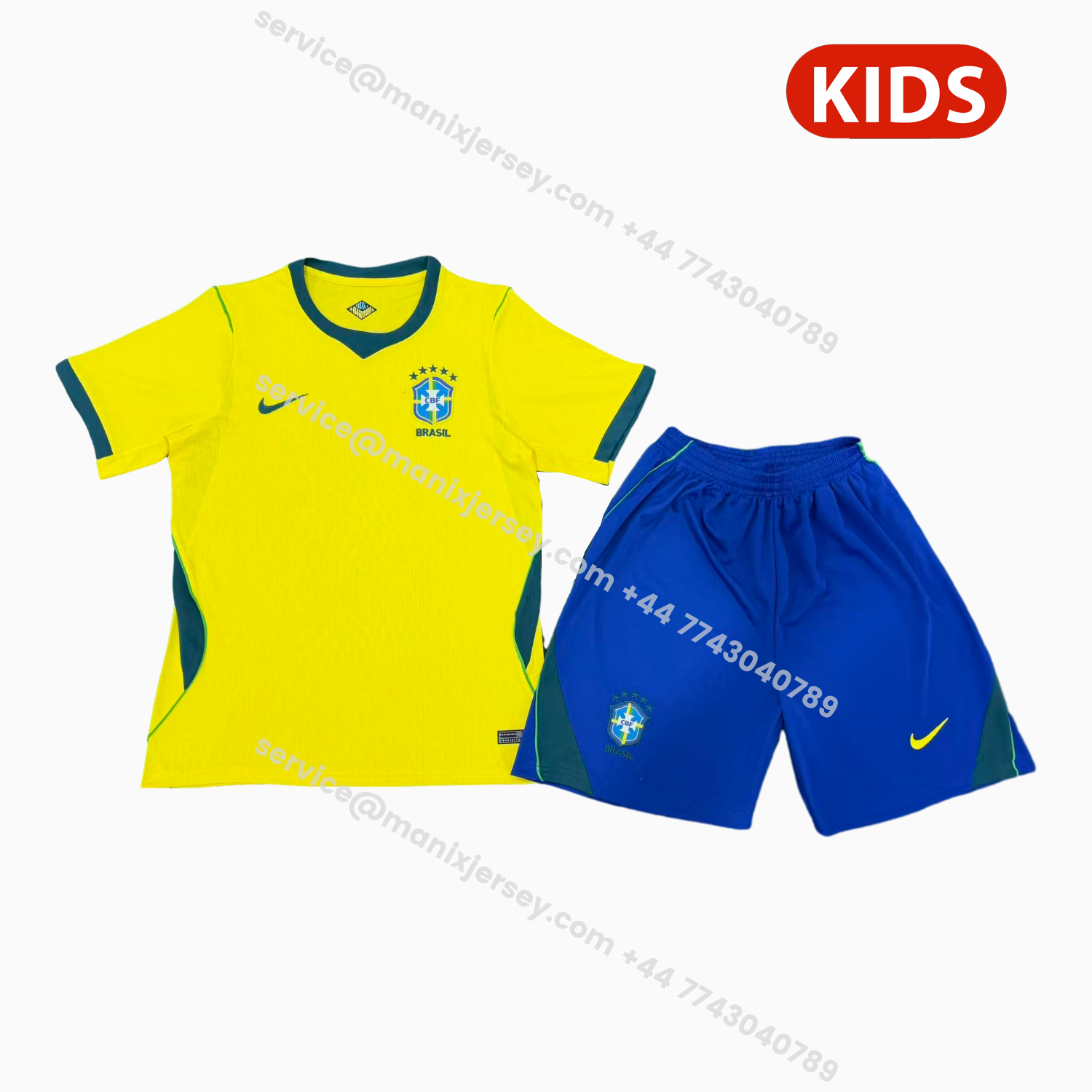 ManixJersey.com | Brazil 2026 Home Kids Kit -Customize Name, Number and Patch | Worldwide Shipping