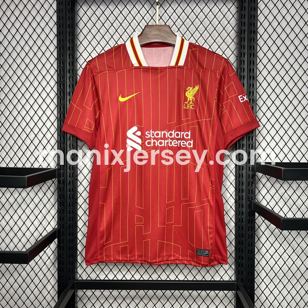 ManixJersey.com | Liver.pool 24-25 Home Jersey with Golden Champions Patch - Fans Version -Customize Name, Number and Patch | Worldwide Shipping