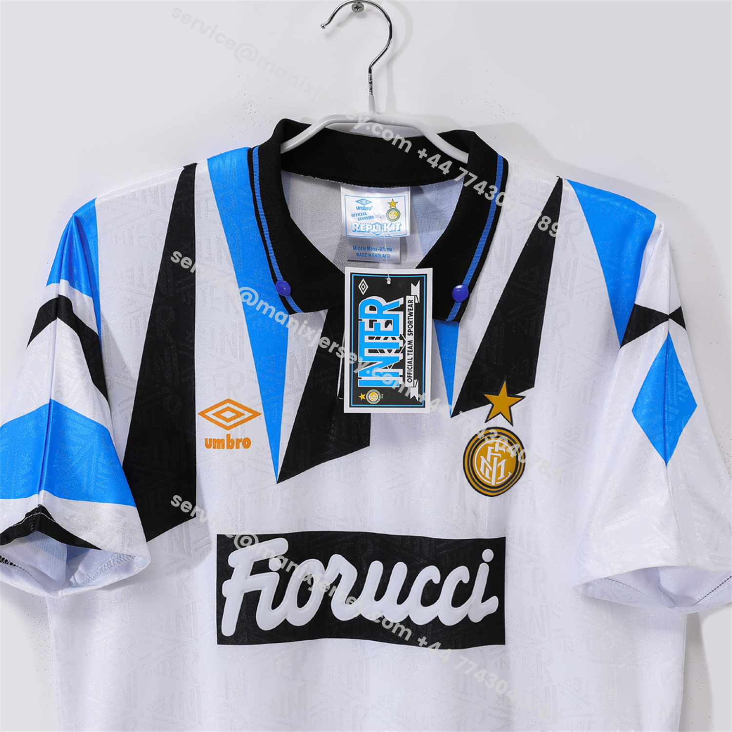 ManixJersey.com | Retro Inter Milan 1992-93 Away Jersey -Customize Name, Number and Patch | Worldwide Shipping