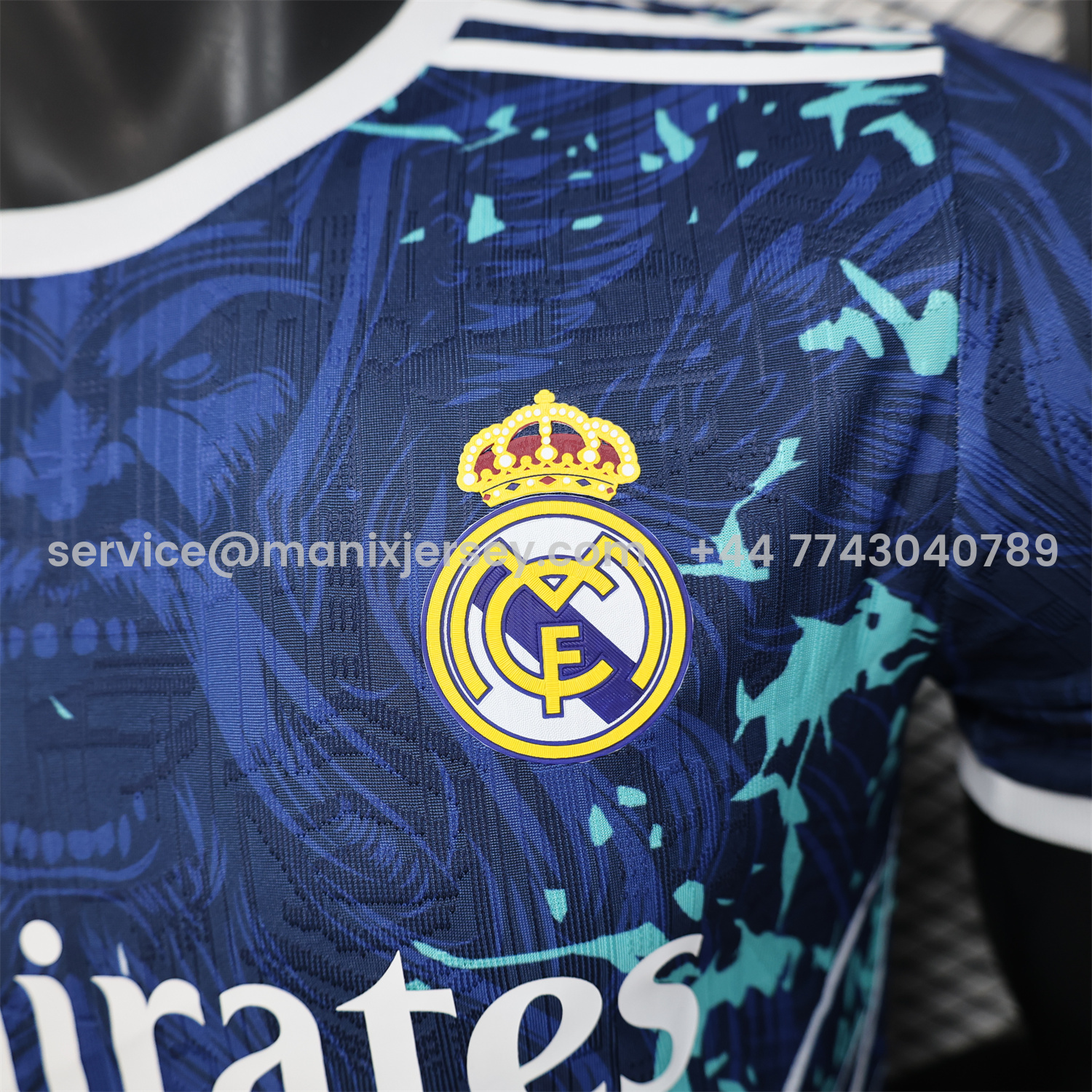 ManixJersey.com | Real Madrid 25-26 Blue Jersey with White Viking Roar Comics - Player Version -Customize Name, Number and Patch | Worldwide Shipping