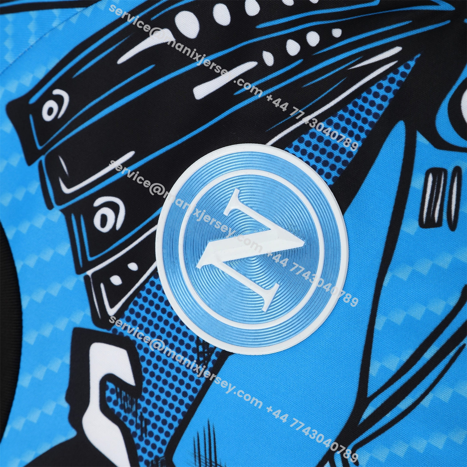 ManixJersey.com | Napoli 25-26 Vest Training Set - Blue Mecha Vest & Black Shorts -Customize Name, Number and Patch | Worldwide Shipping