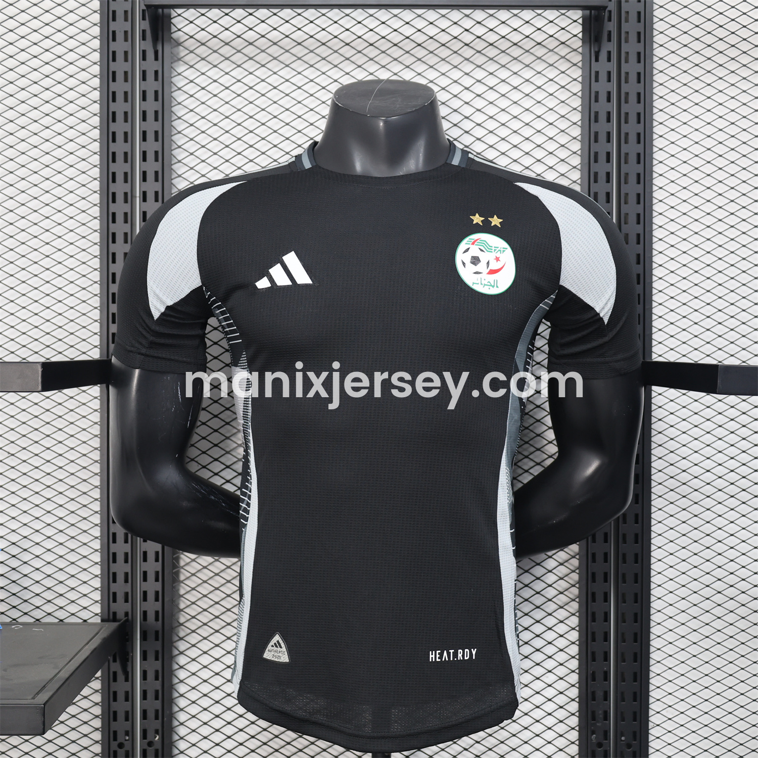 ManixJersey.com | Algeria 25-26 Pure Black Jersey with Grey Block - Player Version -Customize Name, Number and Patch | Worldwide Shipping