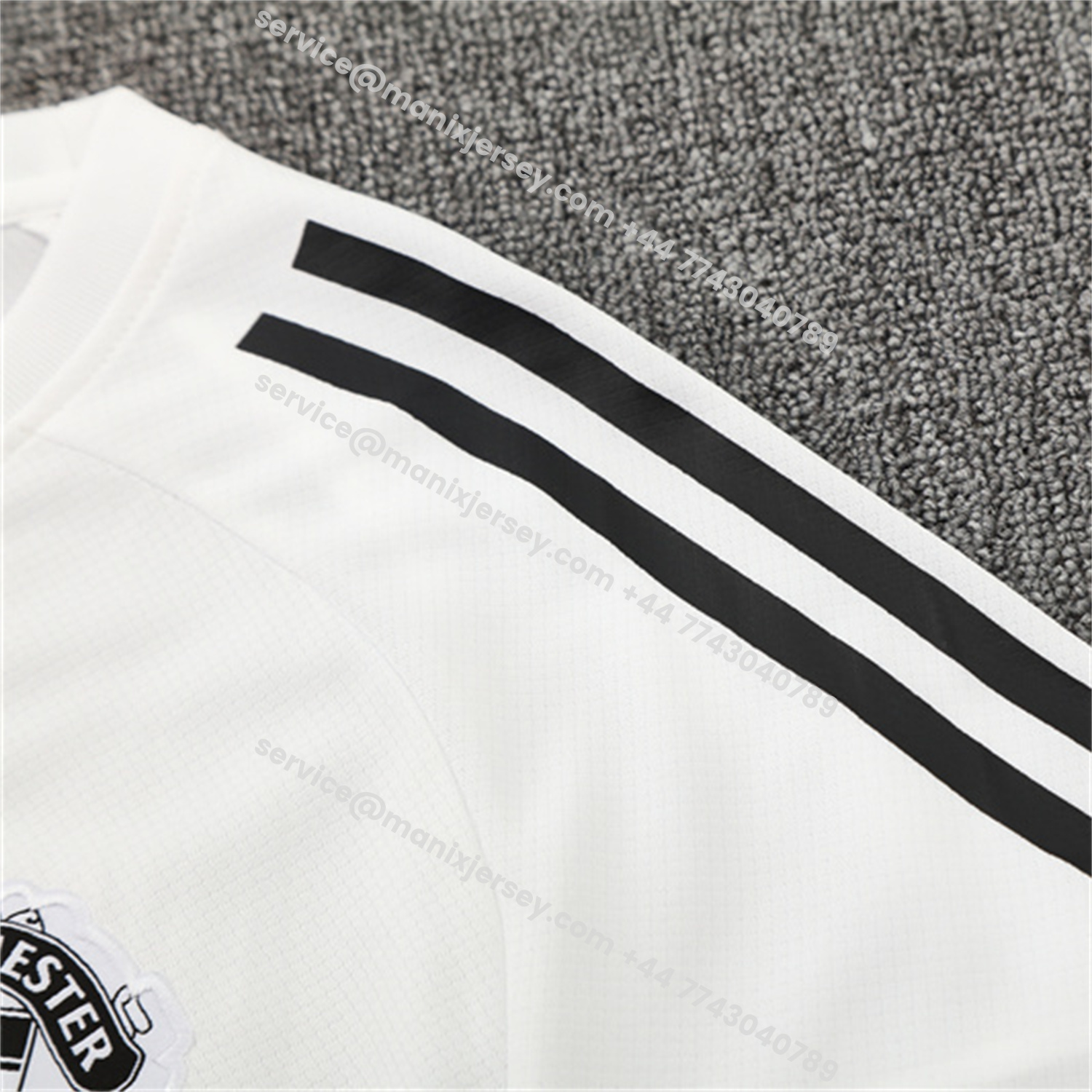 ManixJersey.com | Manchester United 25-26 Kids Short-Sleeve Training Set - White Purple Top & Black Shorts -Customize Name, Number and Patch | Worldwide Shipping