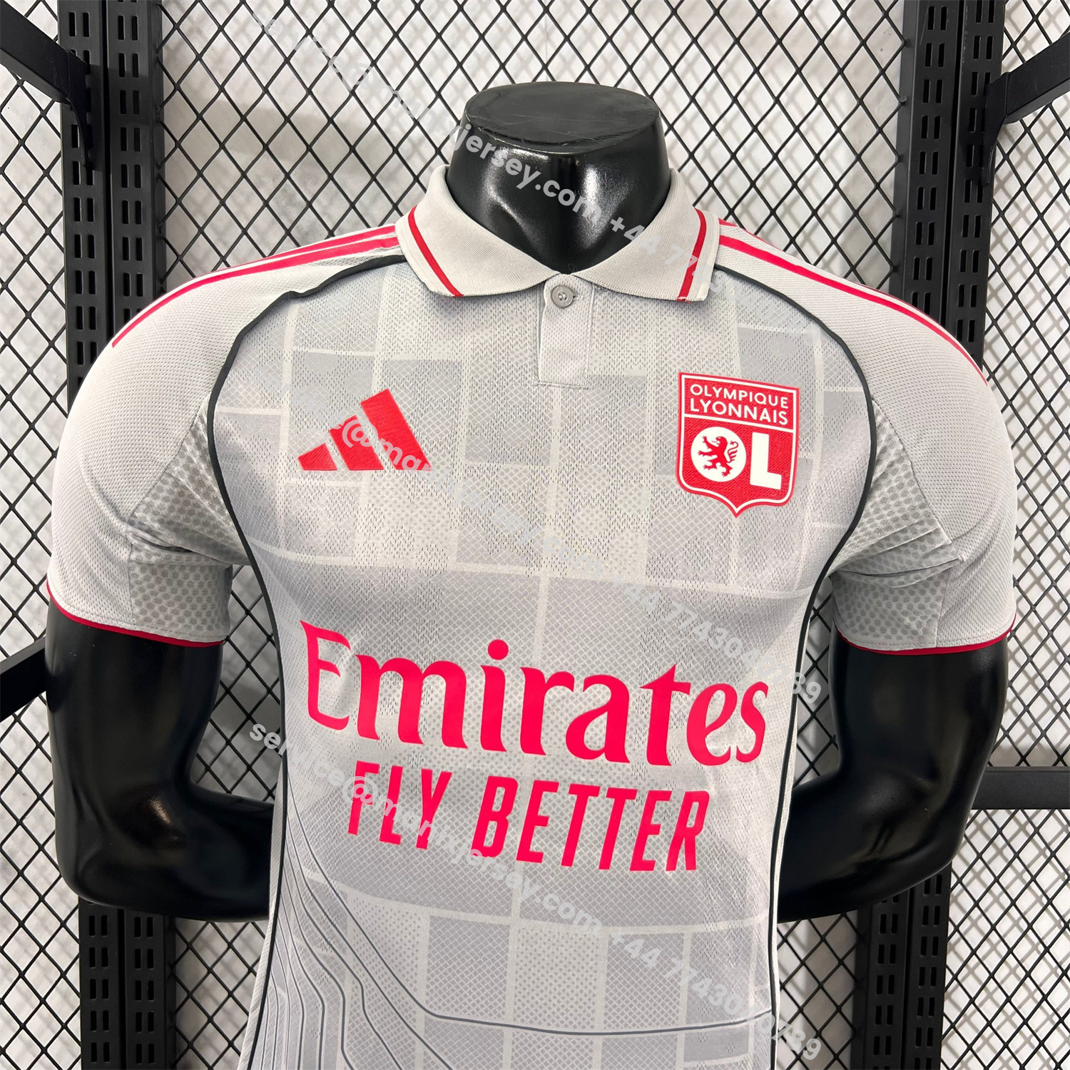 ManixJersey.com | Olympique Lyonnais Lyon 25-26 Third Grey Jersey - Player Version -Customize Name, Number and Patch | Worldwide Shipping