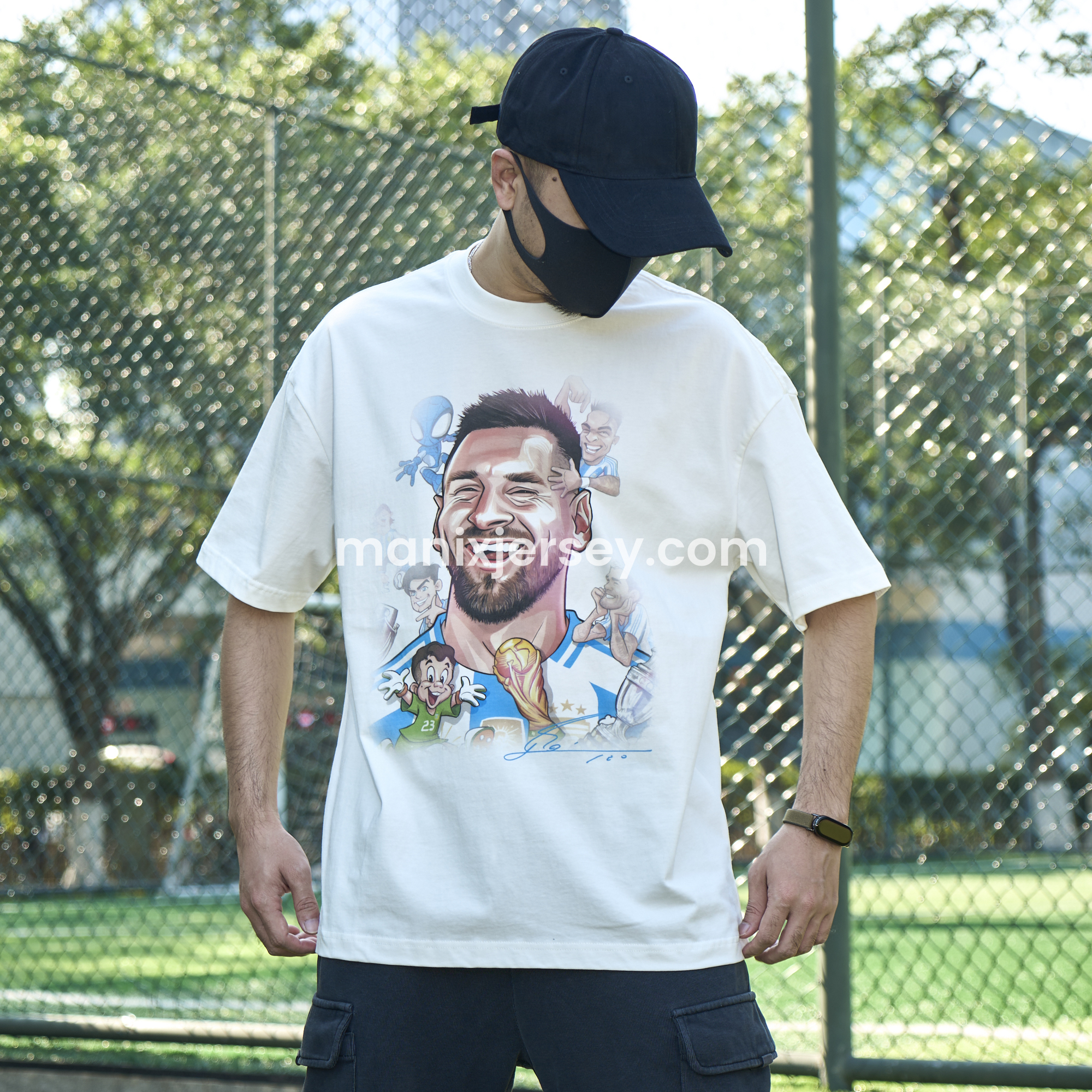 ManixJersey.com | Messi GOAT Argentina Barcelona INT M.A.M Unisex Pure Cotton T-shirt -Customize Name, Number and Patch | Worldwide Shipping