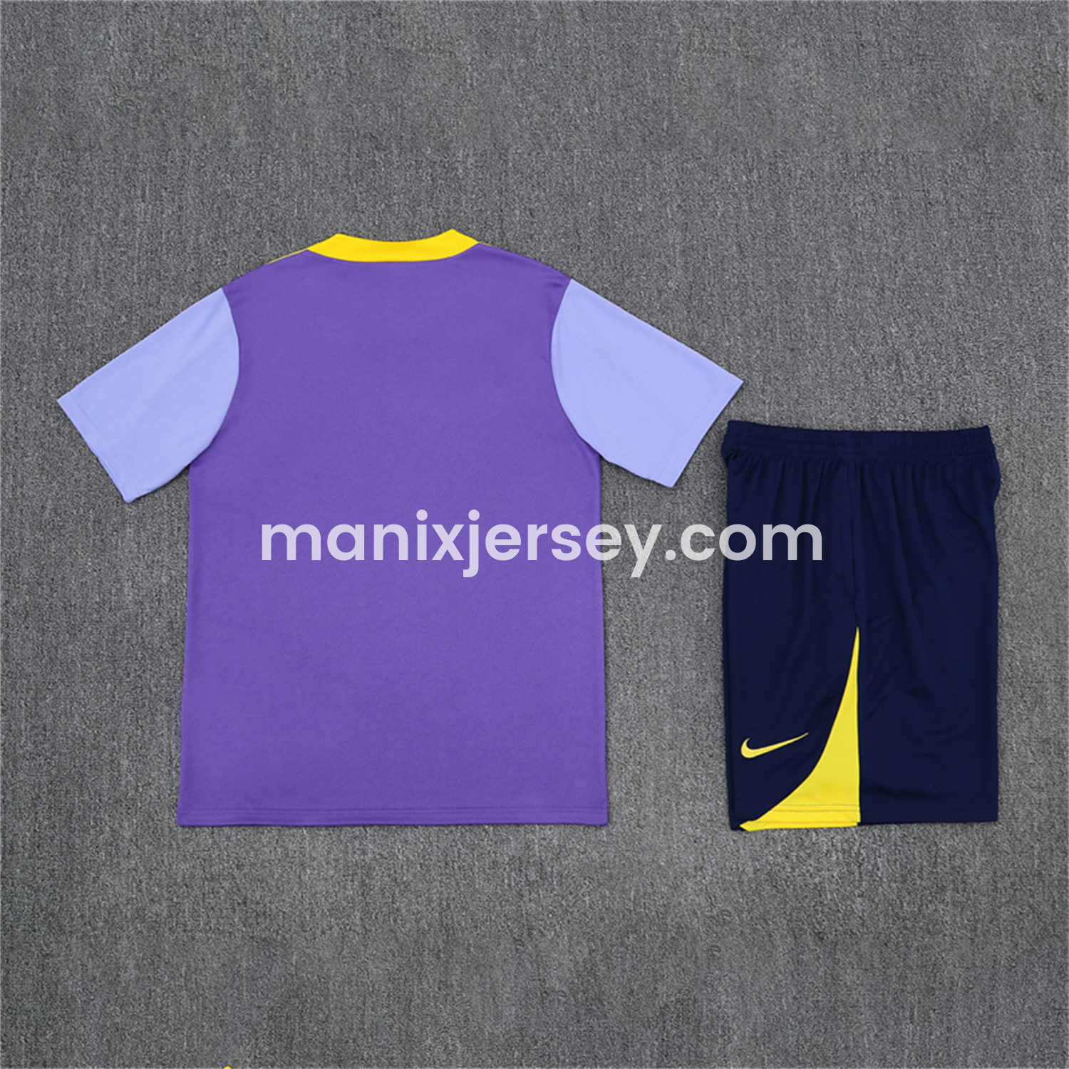 ManixJersey.com | Atletico Madrid 25-26 Kids Short-Sleeve Training Set - Purple Top & Royal Blue shorts -Customize Name, Number and Patch | Worldwide Shipping