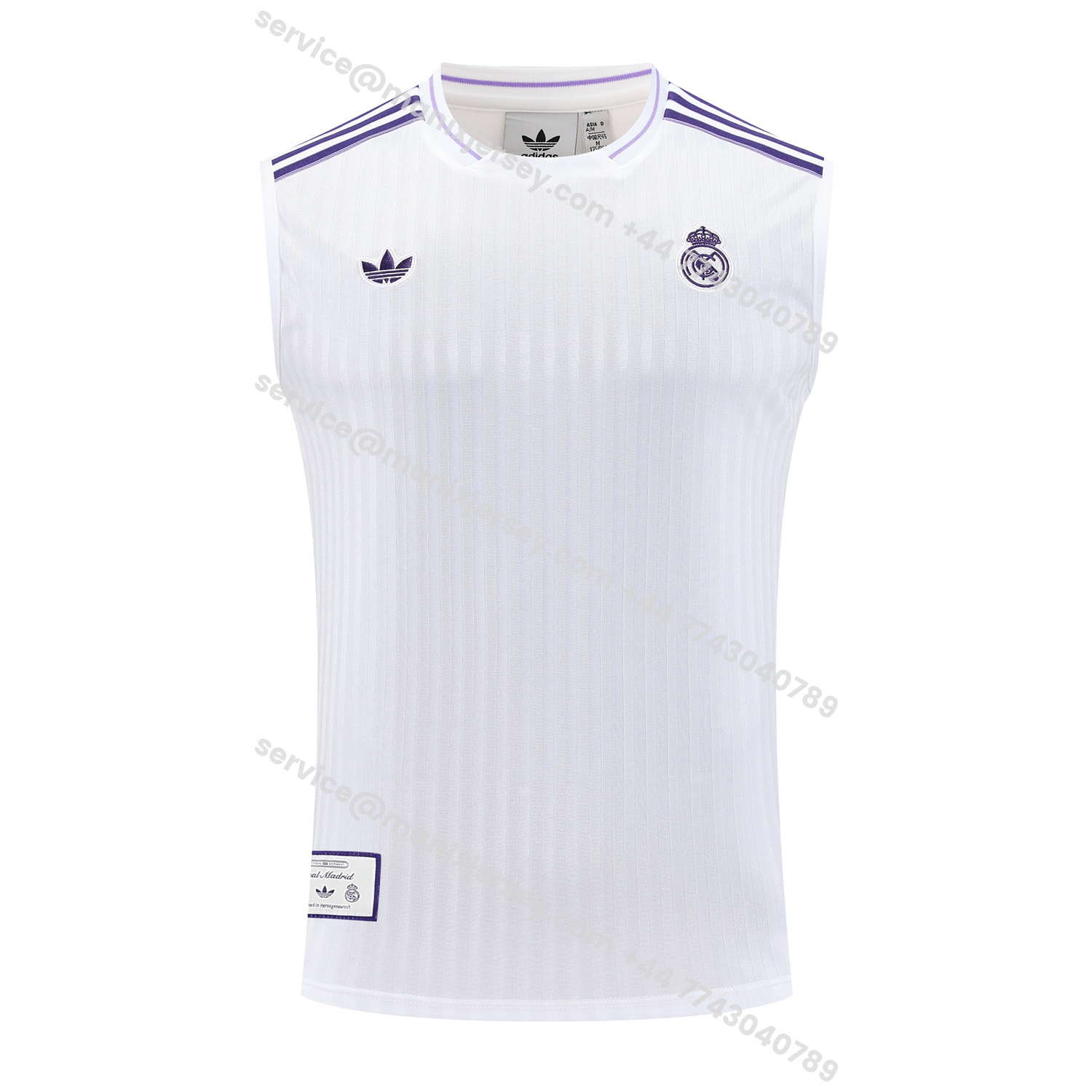 ManixJersey.com | Real Madrid 25-26 Vest Training Set - Pure White Vest & Purple Shorts -Customize Name, Number and Patch | Worldwide Shipping