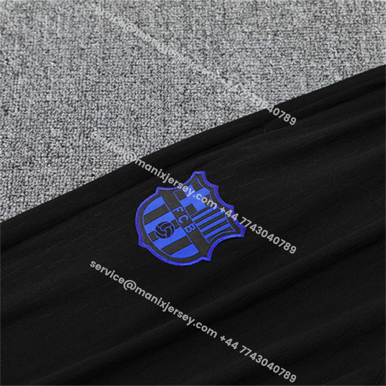 ManixJersey.com | Barcelona 25-26 Kids Long Sleeve Training Set - Grey Top & Black Pants -Customize Name, Number and Patch | Worldwide Shipping