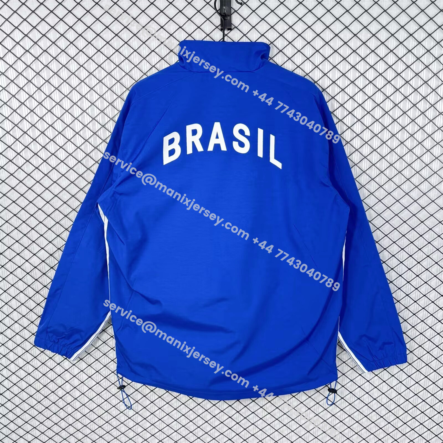 ManixJersey.com | Retro Brazil 1998 Blue Windbreaker -Customize Name, Number and Patch | Worldwide Shipping