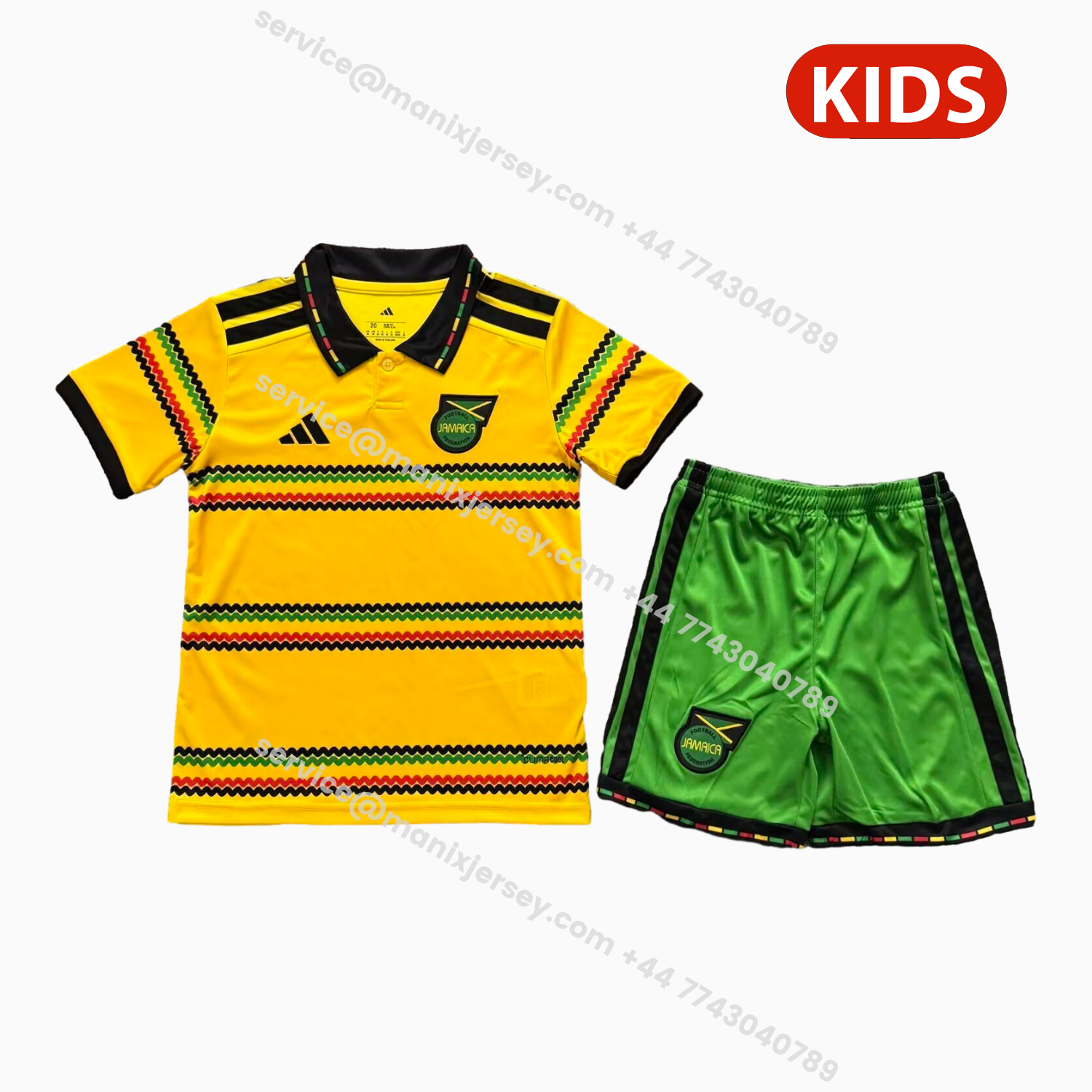 ManixJersey.com | Jamaica 2026 Home Kids Kit -Customize Name, Number and Patch | Worldwide Shipping
