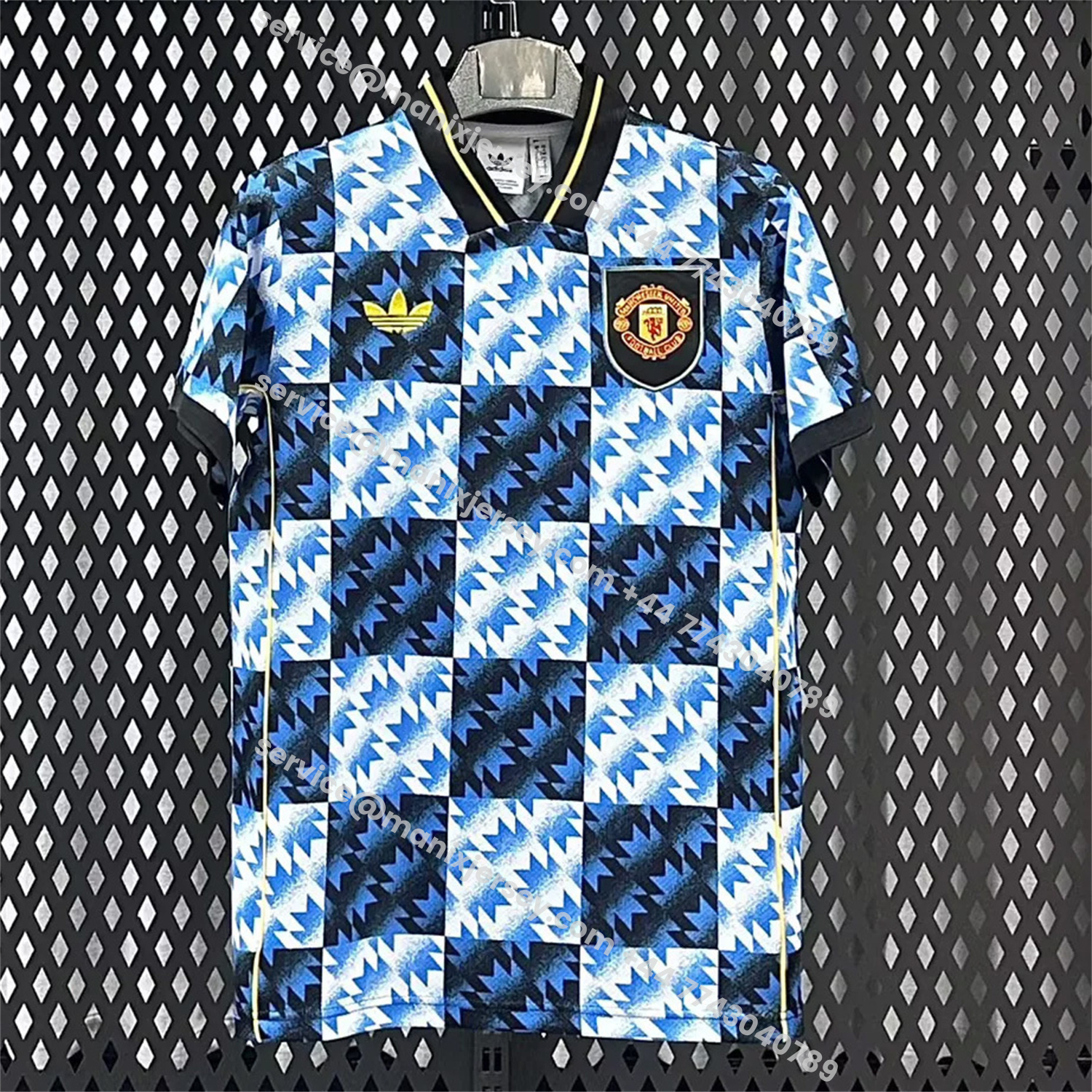 ManixJersey.com | Manchester United 25-26 Blue And Black Checkerboard Special Jersey - Fans Version -Customize Name, Number and Patch | Worldwide Shipping