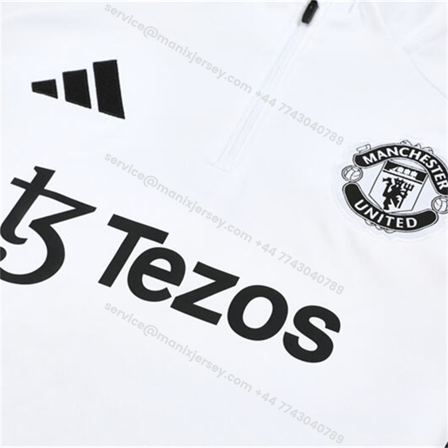 ManixJersey.com | Manchester United 25-26 Long Sleeve Training Set - White Top & Black Pants -Customize Name, Number and Patch | Worldwide Shipping