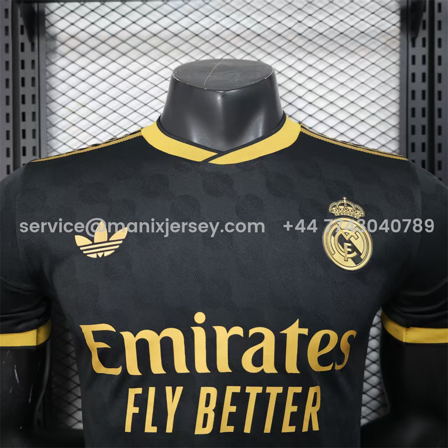 ManixJersey.com | Real Madrid 25-26 Polka Dots Black And Gold Jersey - Player Version -Customize Name, Number and Patch | Worldwide Shipping