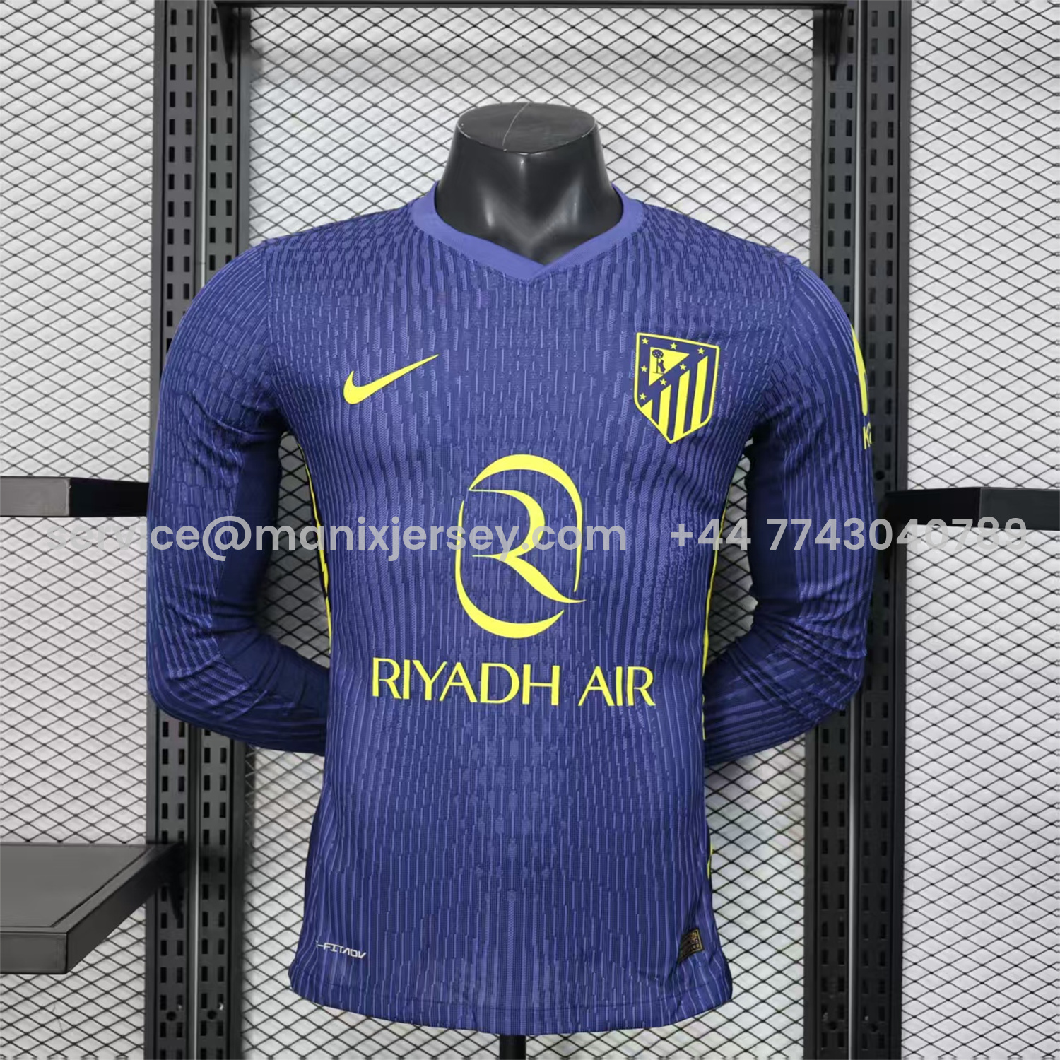 ManixJersey.com | Atletico Madrid 25-26 Away Long Sleeves Jersey - Player Version -Customize Name, Number and Patch | Worldwide Shipping