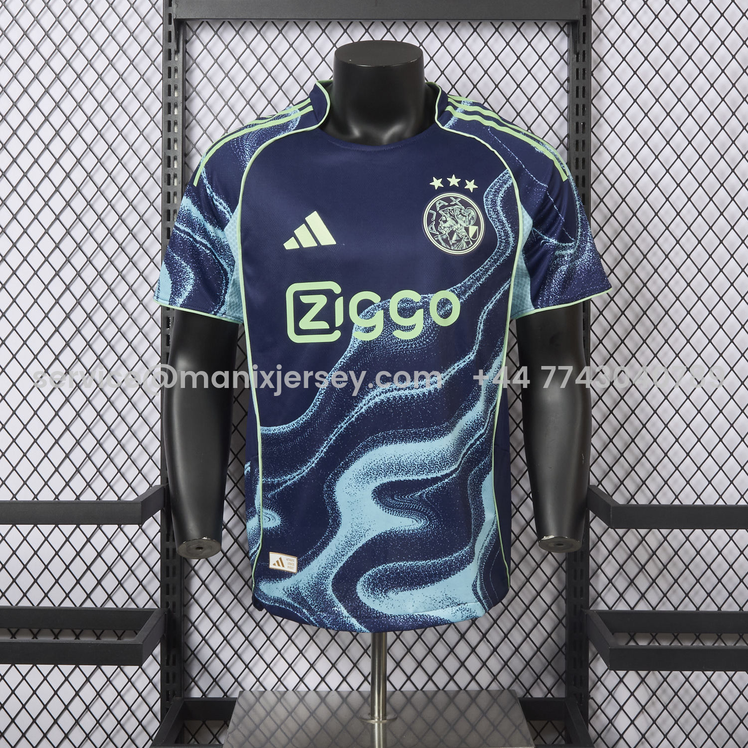 ManixJersey.com | Ajax 25-26 Away Deep Blue Jersey - Player Version -Customize Name, Number and Patch | Worldwide Shipping