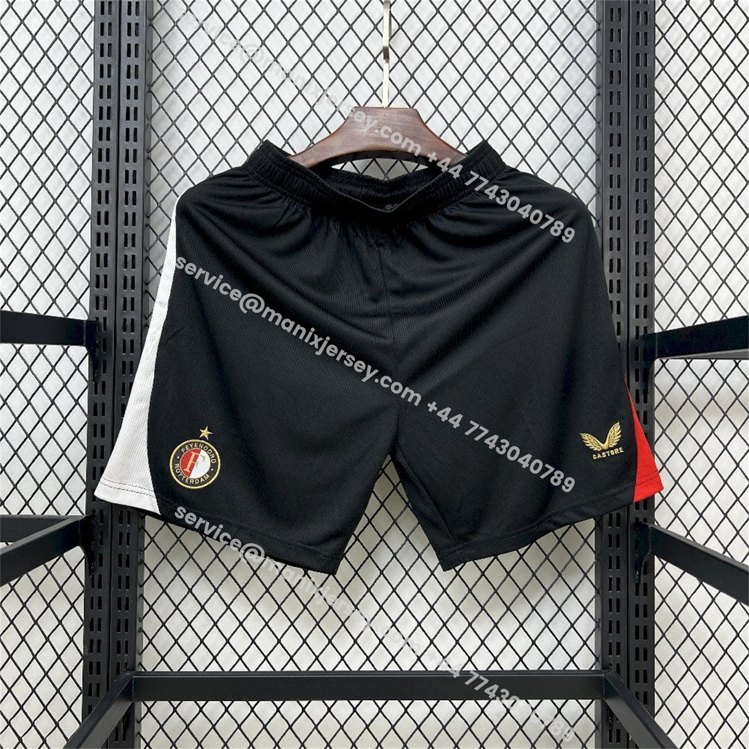 ManixJersey.com | Feyenoord 25-26 Home Black Shorts - Fans Version -Customize Name, Number and Patch | Worldwide Shipping