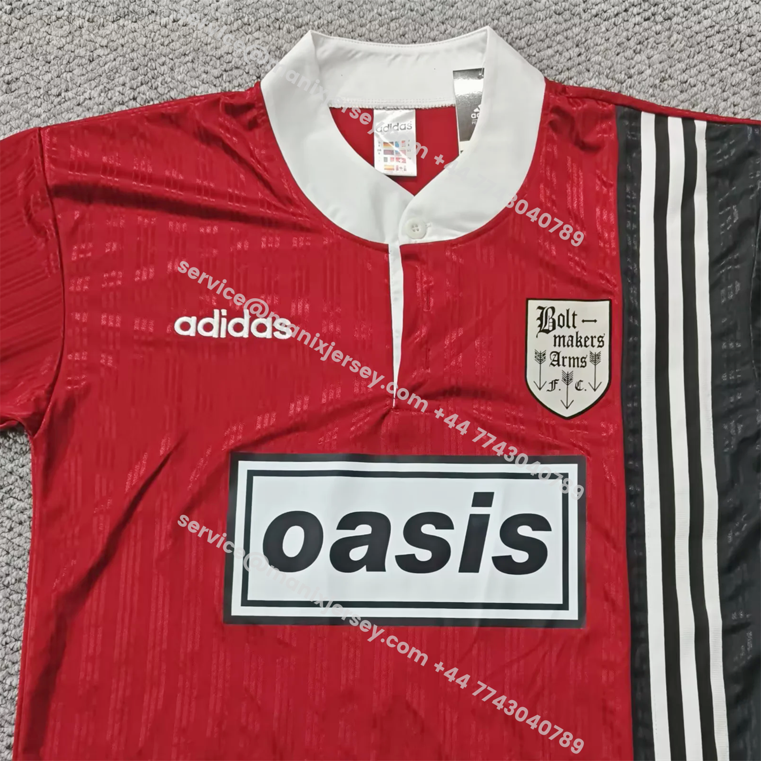 ManixJersey.com | Retro Boltmakers Arms 1996 Oasis Originals Red And Black Jersey -Customize Name, Number and Patch | Worldwide Shipping