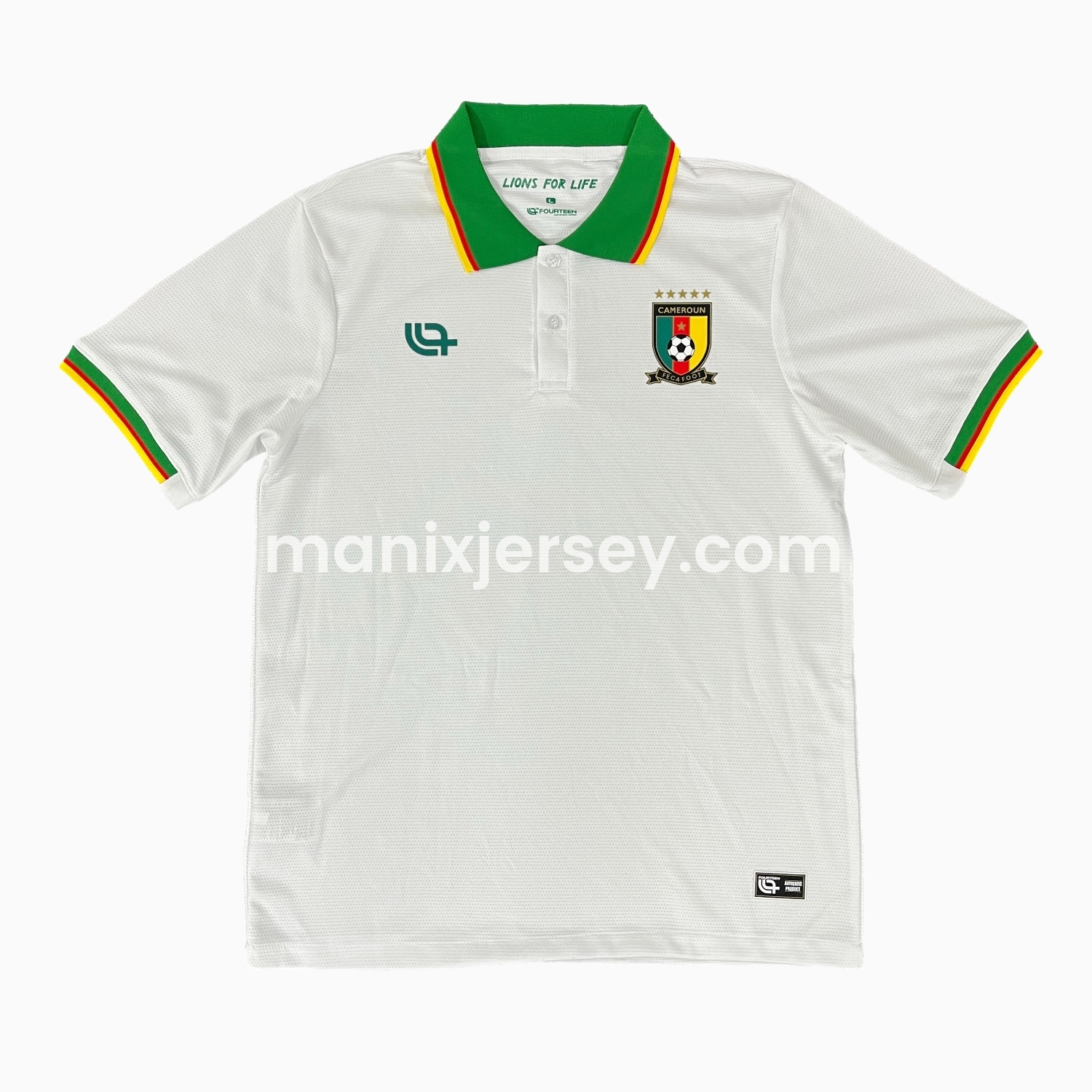 ManixJersey.com | Cameroon 25-26 White Polo Training Jersey - Fans Version -Customize Name, Number and Patch | Worldwide Shipping