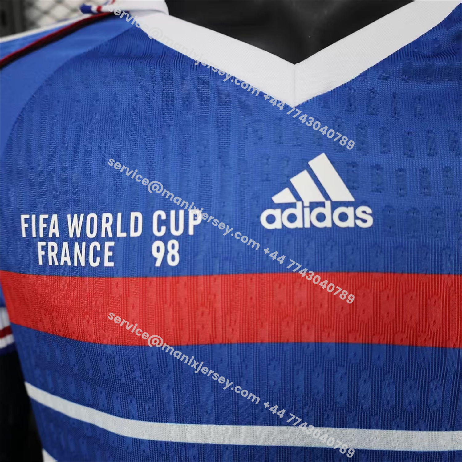 ManixJersey.com | Retro France 1998 Home Blue Jersey - Player Version -Customize Name, Number and Patch | Worldwide Shipping