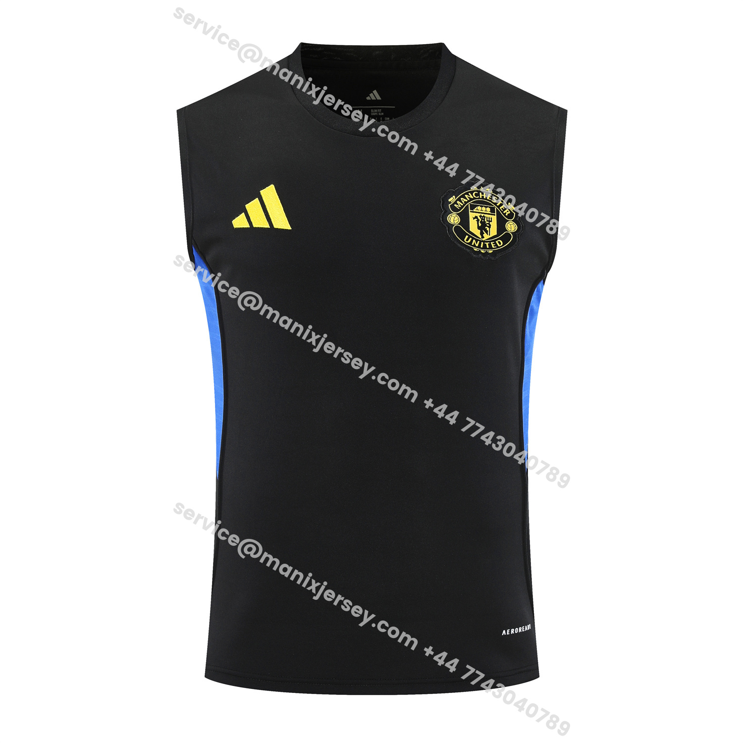 ManixJersey.com | Manchester United 25-26 Vest Training Set - Black And Light Grey Vest & Black Shorts -Customize Name, Number and Patch | Worldwide Shipping