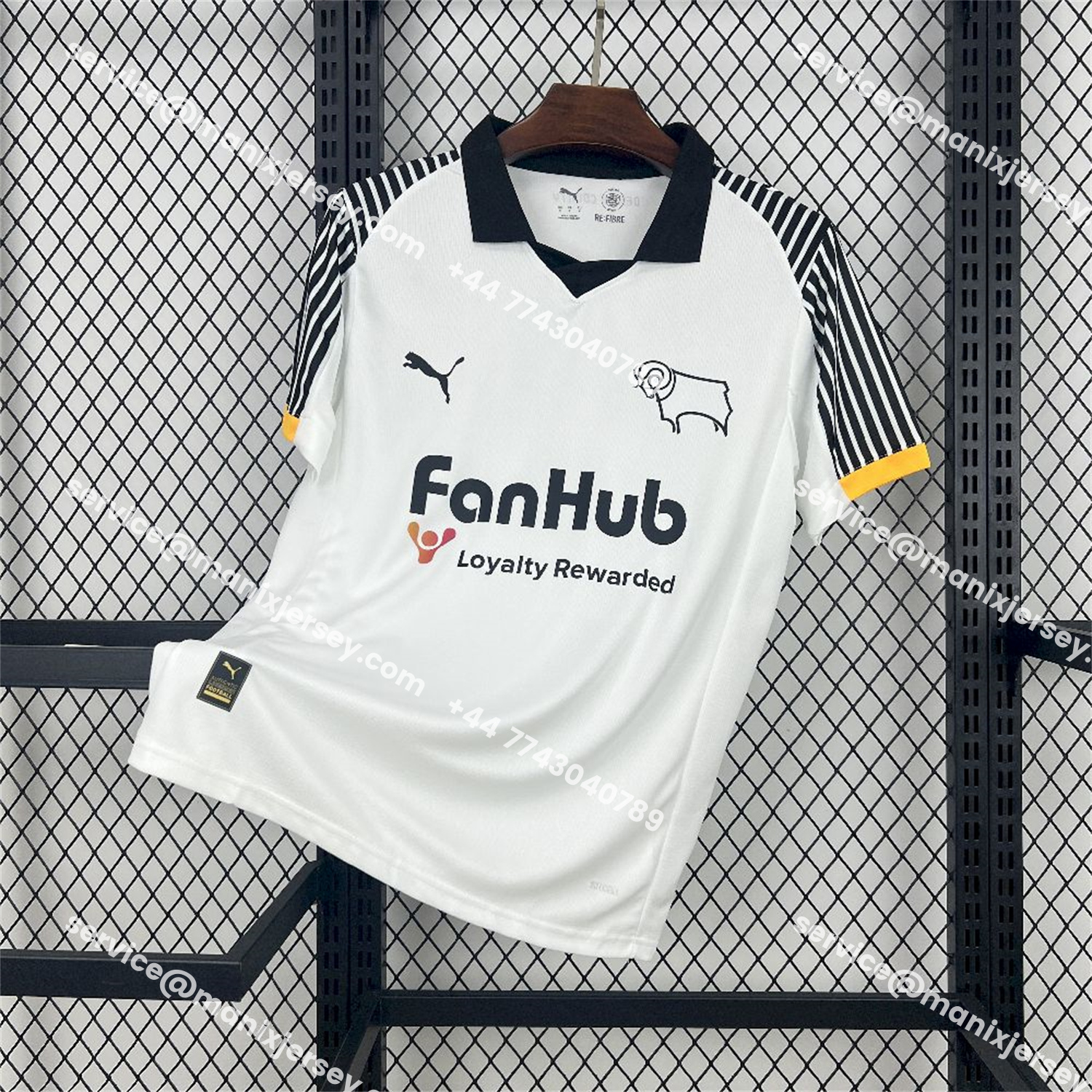 ManixJersey.com | Derby County 25-26 Home Jersey - Fans Version -Customize Name, Number and Patch | Worldwide Shipping