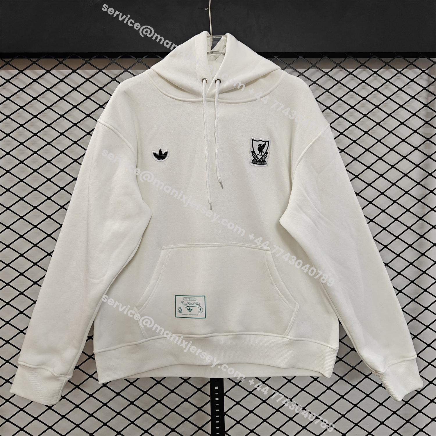 ManixJersey.com | Liver.pool 25-26 Originals Terrace Icon White Team Logo Unisex Pullover Hoodie -Customize Name, Number and Patch | Worldwide Shipping