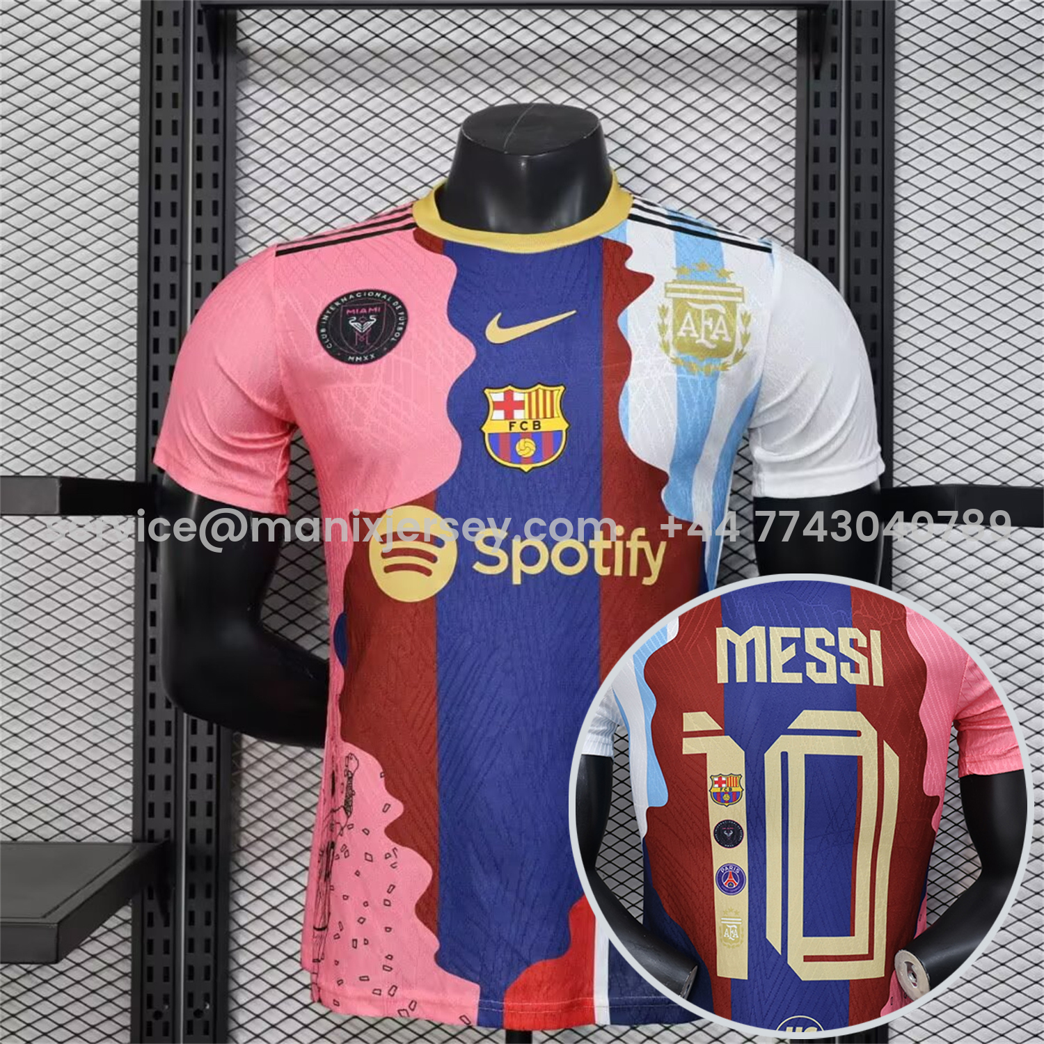 ManixJersey.com | Messi Career Commemorative Jersey - Player Version - INT M.A.M Argentina Barcelona Paris Saint-Germain PSG -Customize Name, Number and Patch | Worldwide Shipping