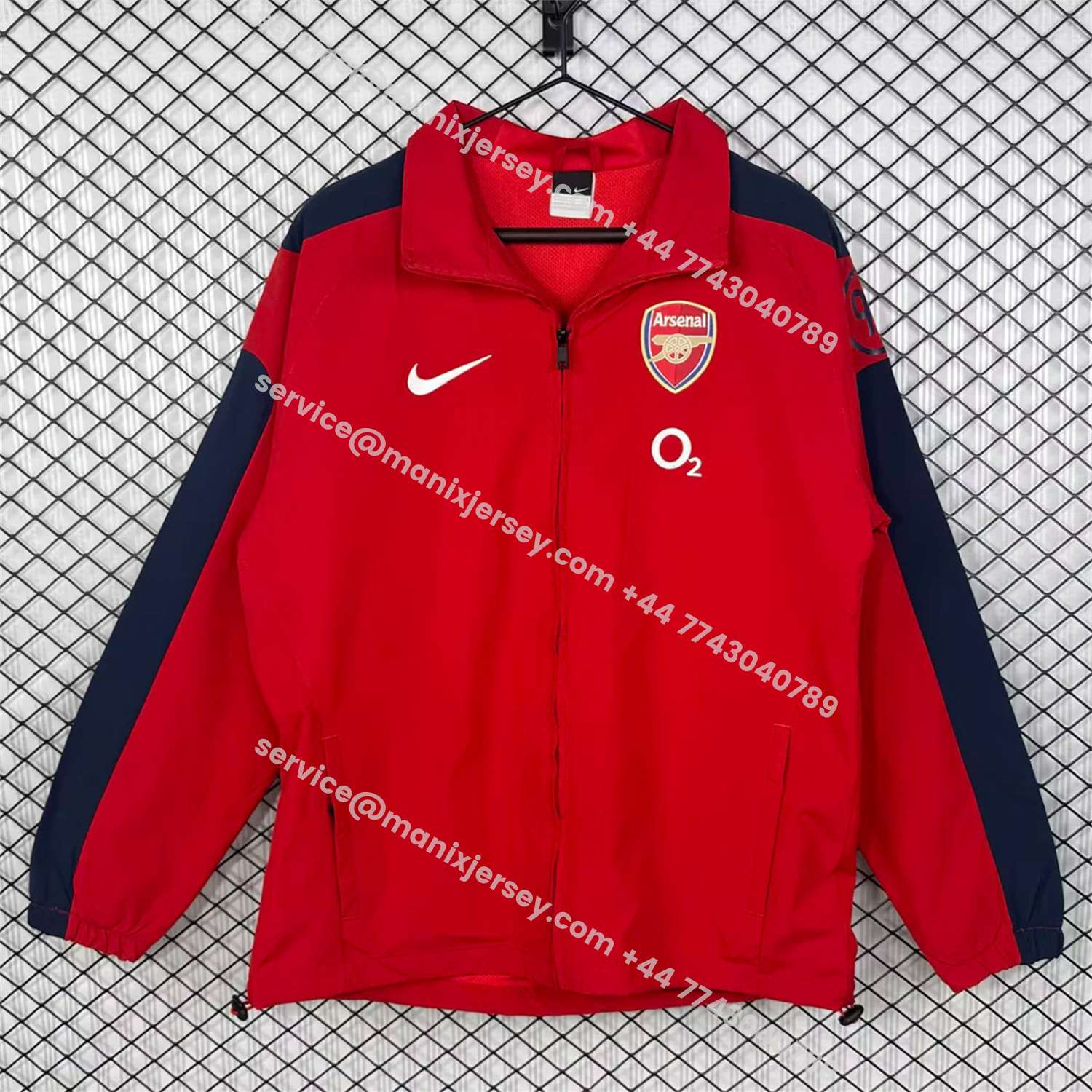 ManixJersey.com | Retro Arsenal 2004-05 Home Windbreaker Jacket - Red -Customize Name, Number and Patch | Worldwide Shipping