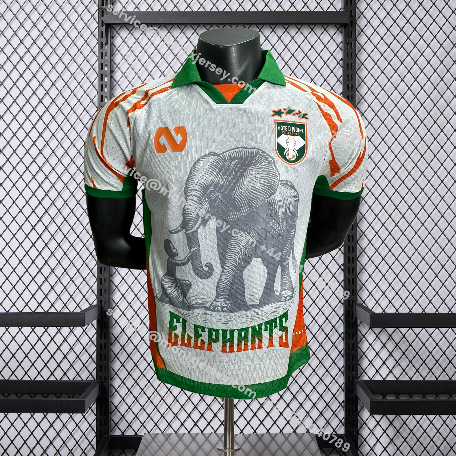 ManixJersey.com | Ivory Coast 25-26 Elephant And Kid White Jersey - Player Version -Customize Name, Number and Patch | Worldwide Shipping