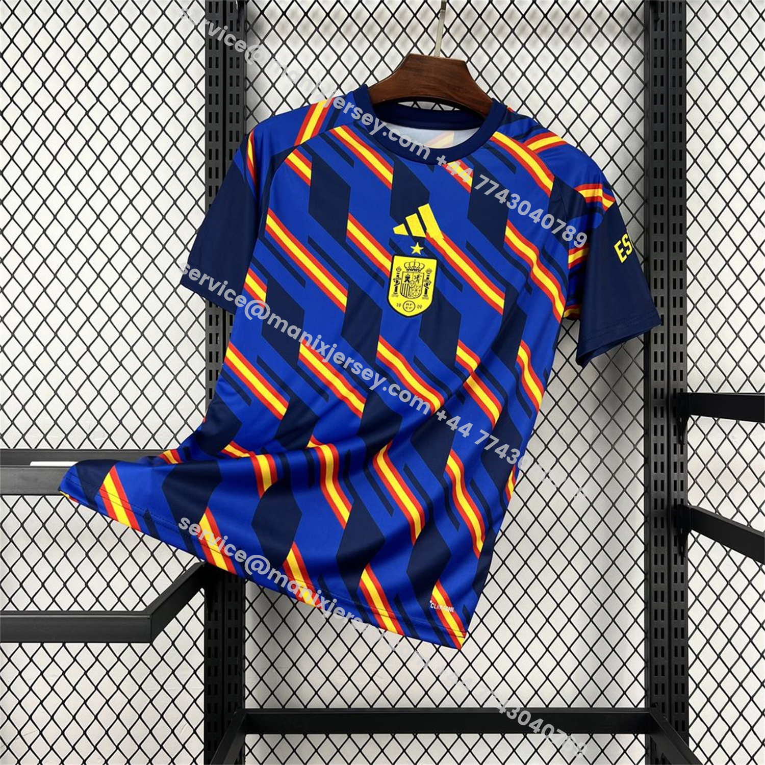 Spain 2026 Royal Blue And Yellow Stripes Pre-match Jersey - Fans Version:football jersey mysite: unitedjerseyfootball 邓江浪:football