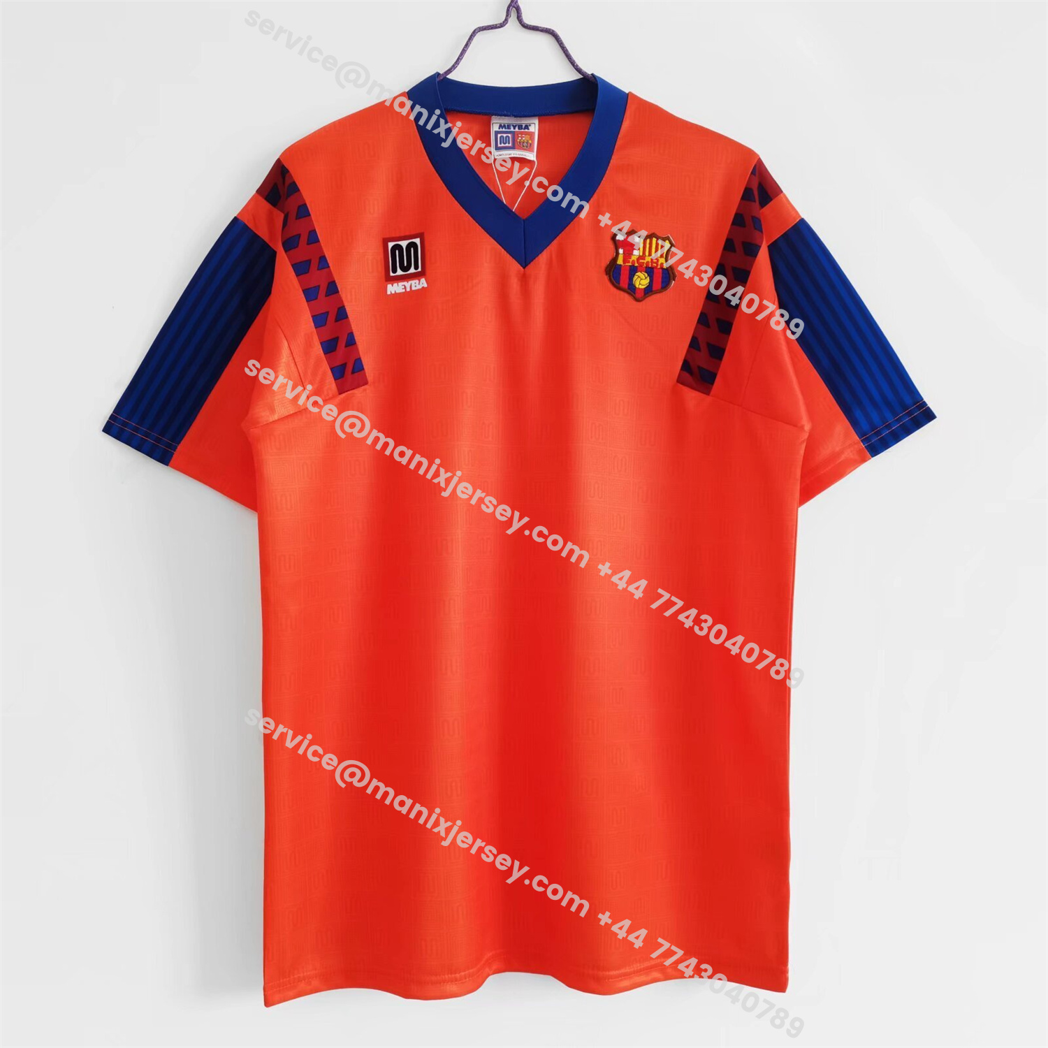 ManixJersey.com | Retro Barcelona 1991-92 Away Orange Jersey -Customize Name, Number and Patch | Worldwide Shipping