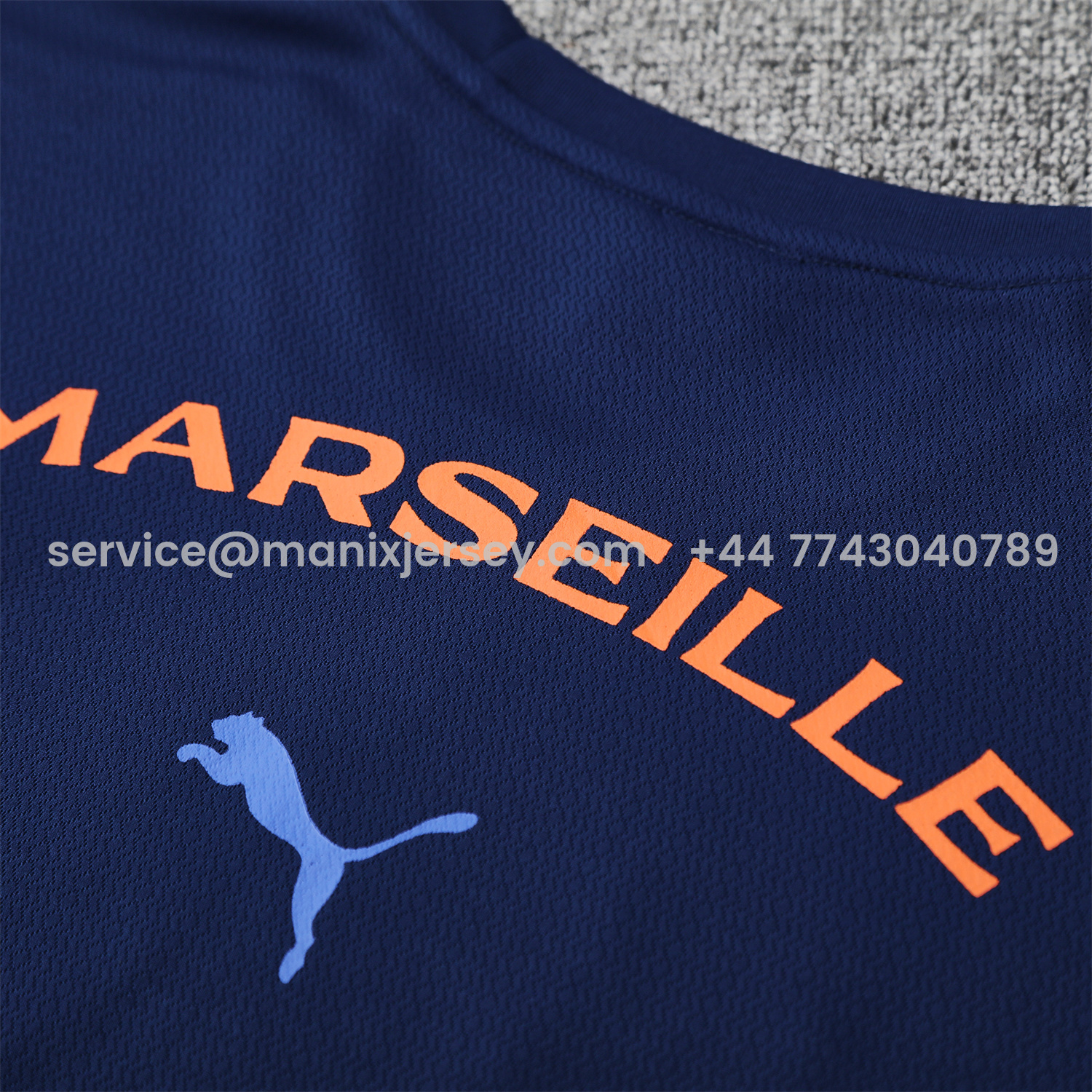 ManixJersey.com | Marseille 25-26 Short-Sleeve Training Set - Blue Top & Blue Shorts -Customize Name, Number and Patch | Worldwide Shipping