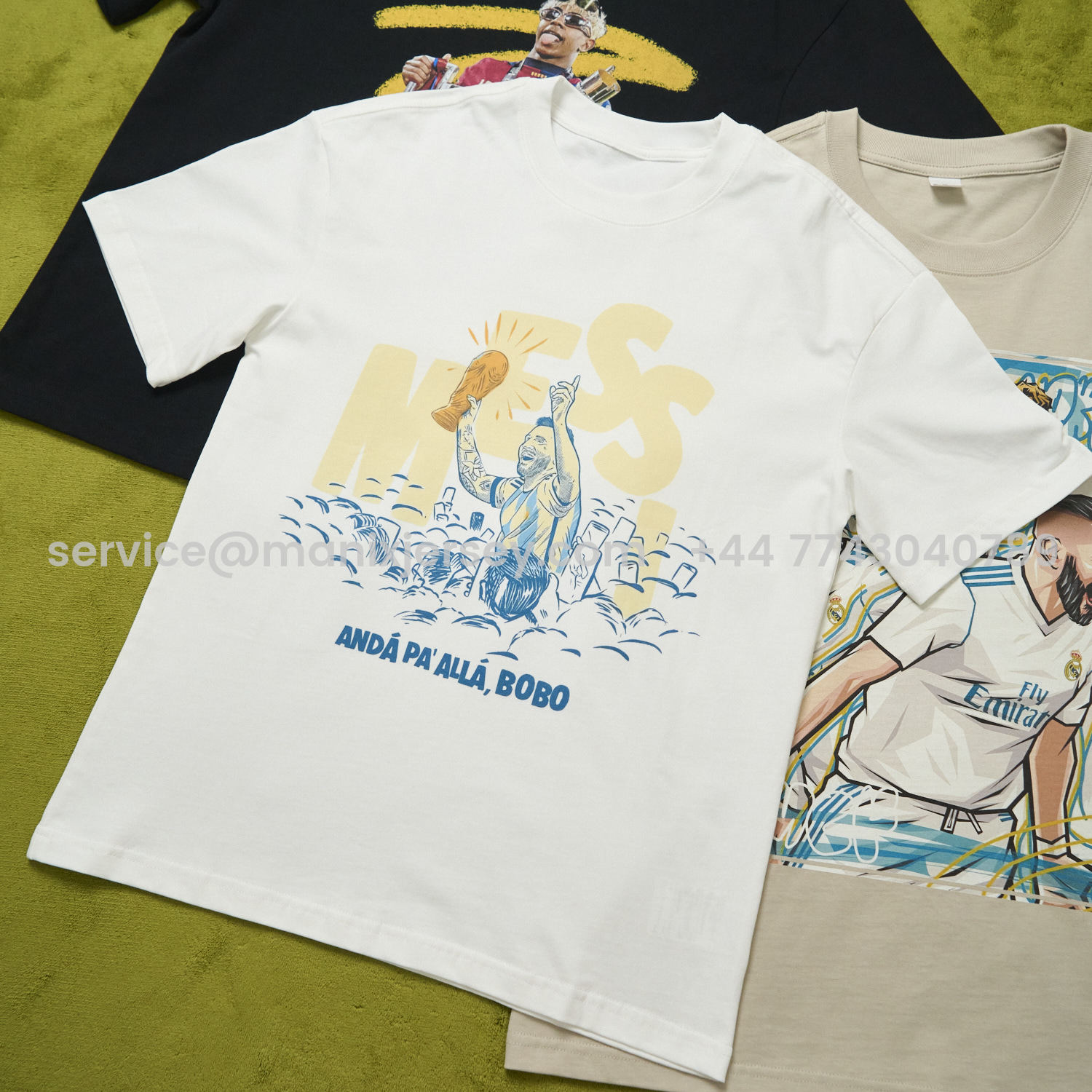 ManixJersey.com | Argentina Messi World Cup Anda Pa Alla Bobo Unisex Pure Cotton T-shirt -Customize Name, Number and Patch | Worldwide Shipping