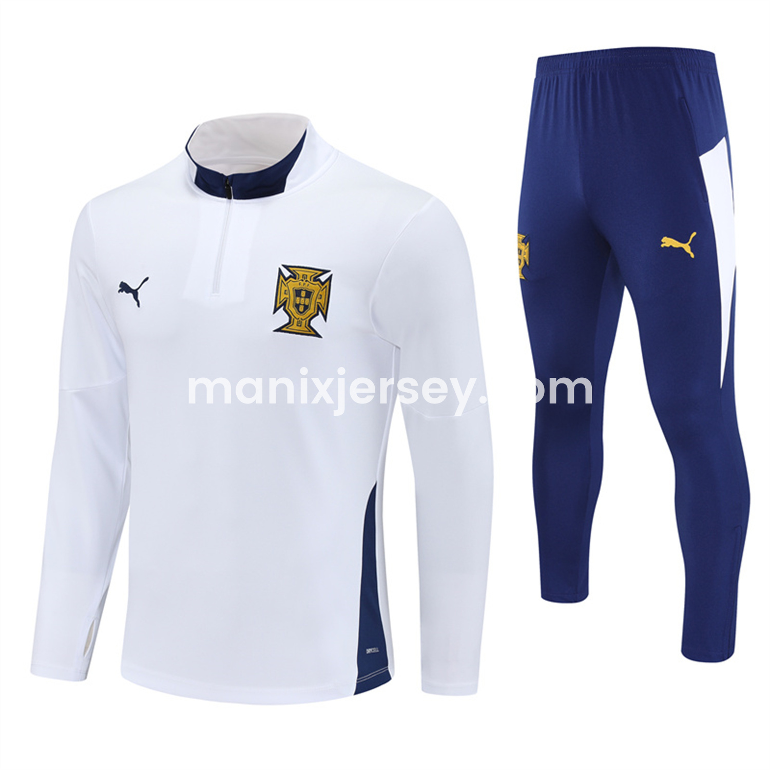 ManixJersey.com | Portugal 25-26 Long Sleeve Training Set - White -Customize Name, Number and Patch | Worldwide Shipping